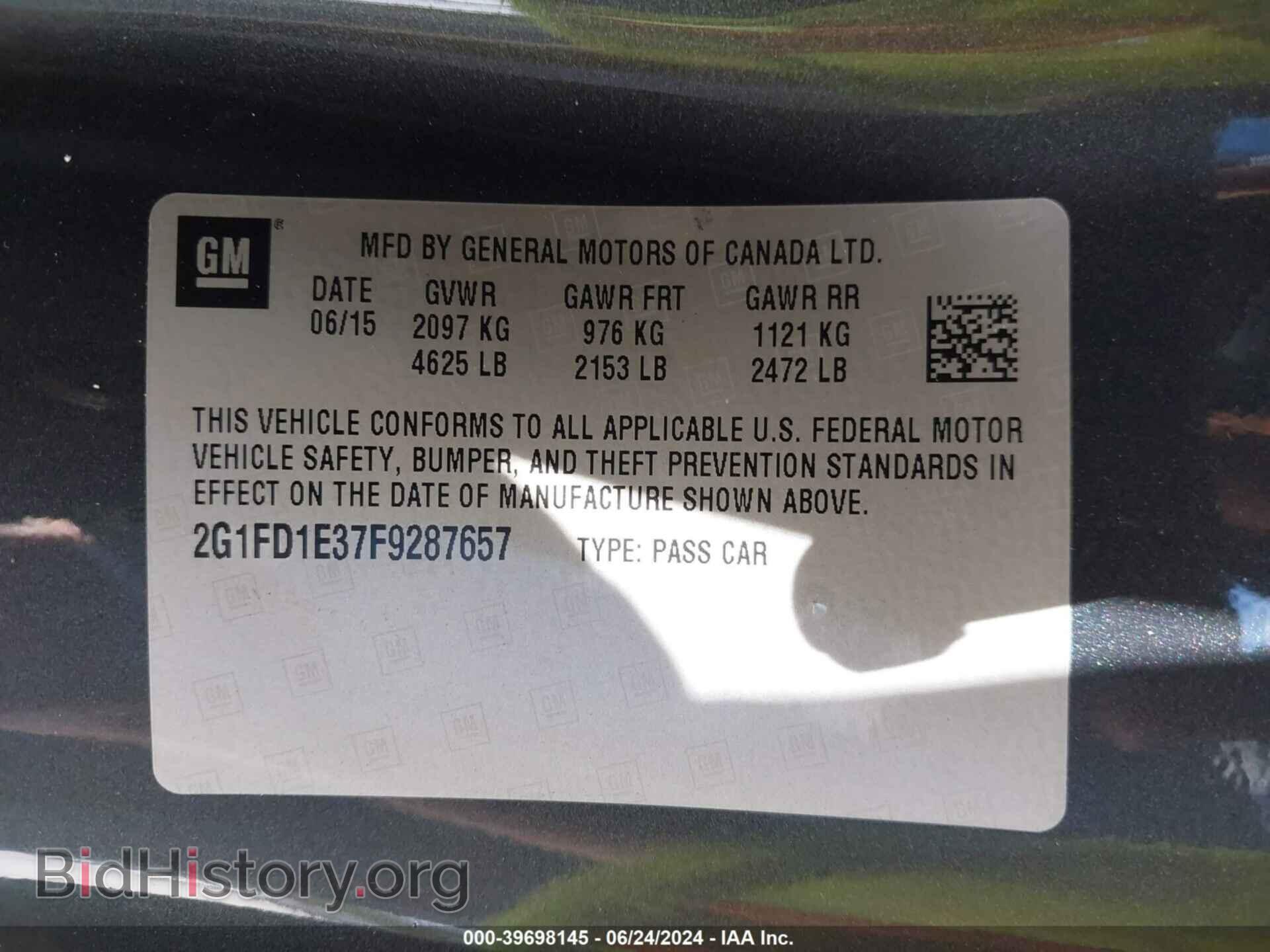 2015 CHEVROLET CAMARO - VIN: 2G1FD1E37F9287657 - Фото 9