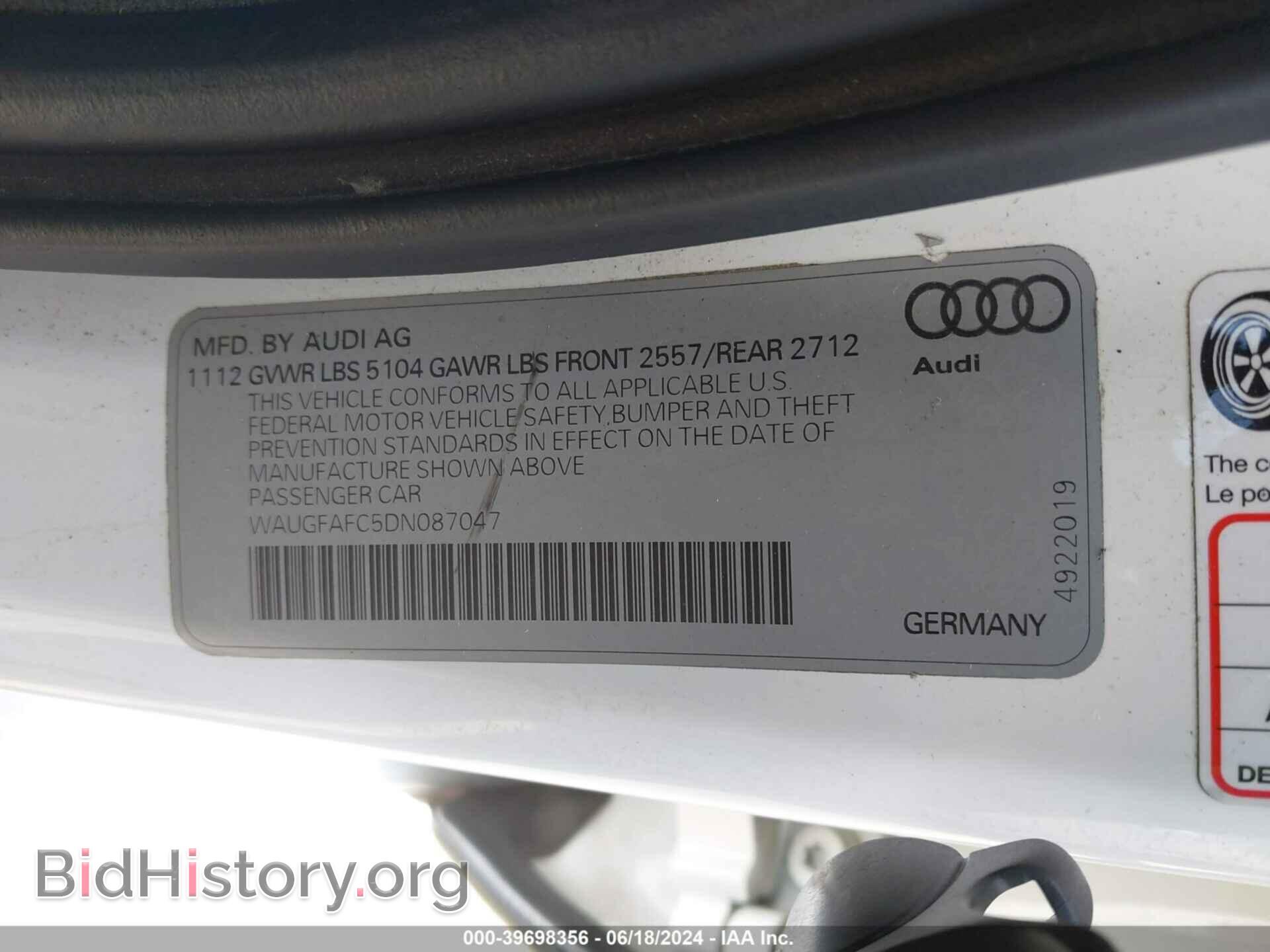 2013 AUDI A6 - VIN: WAUGFAFC5DN087047 - Фото 9