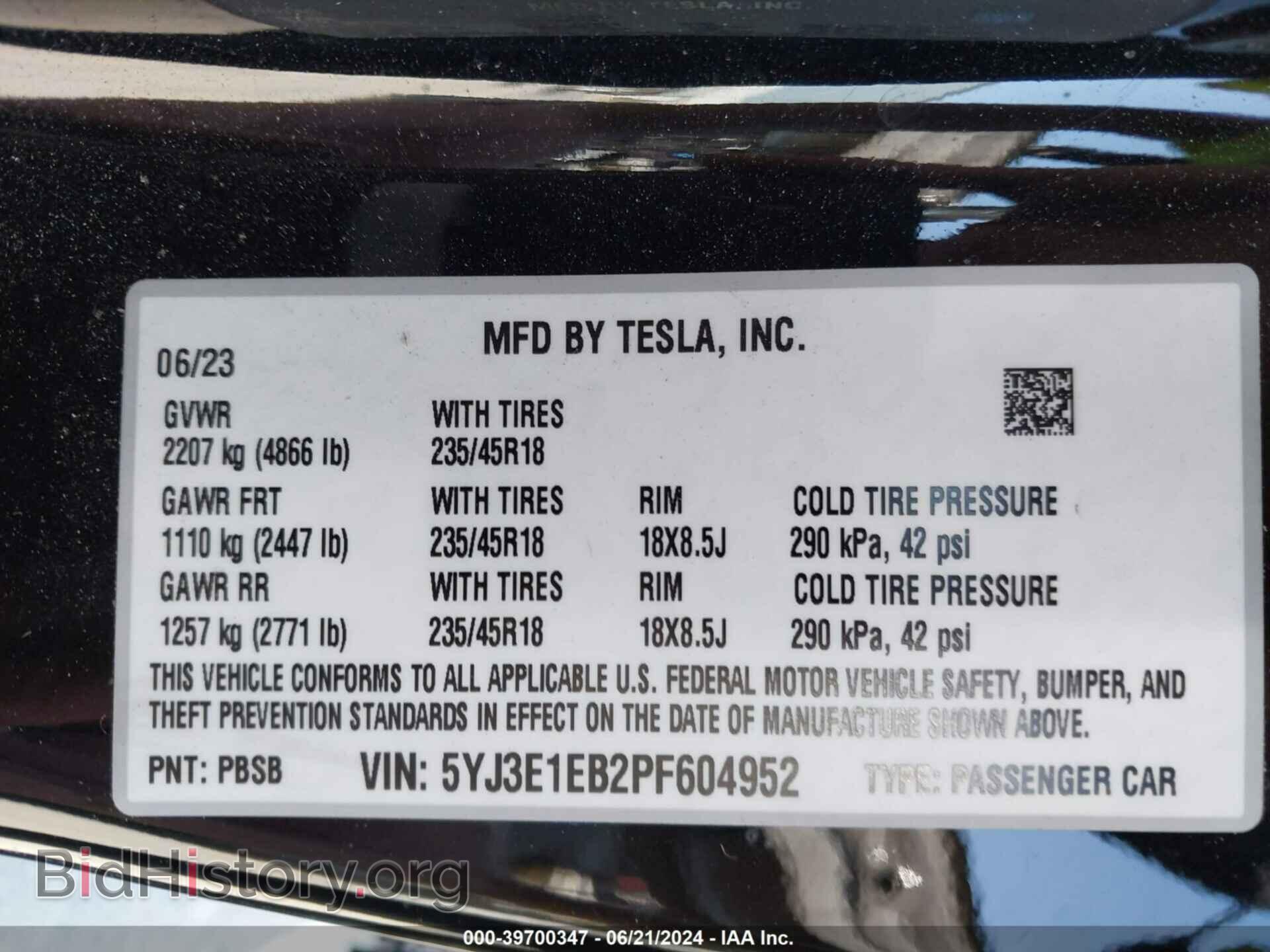 2023 TESLA MODEL 3 - VIN: 5YJ3E1EB2PF604952 - Фото 9
