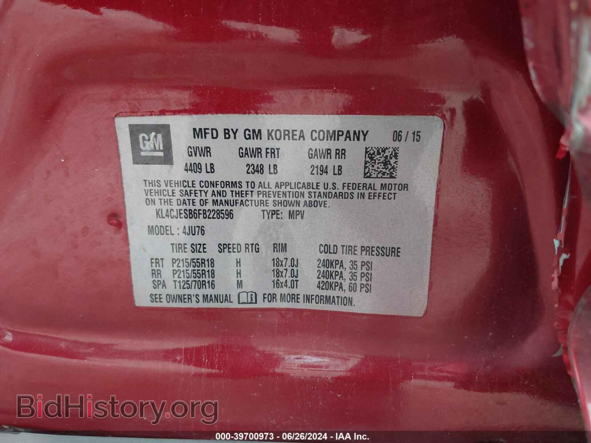 2015 BUICK ENCORE - VIN: KL4CJESB6FB228596 - Photo 9