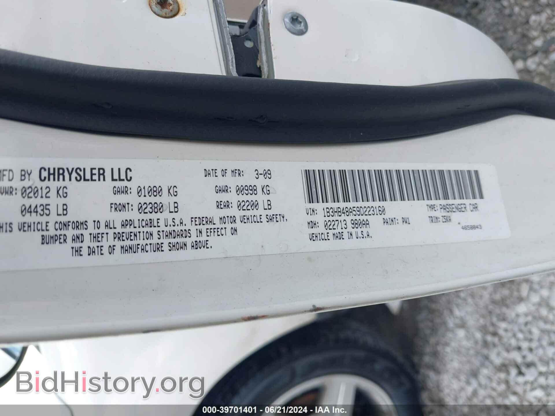 2009 DODGE CALIBER - VIN: 1B3HB48A59D223160 - Фото 9