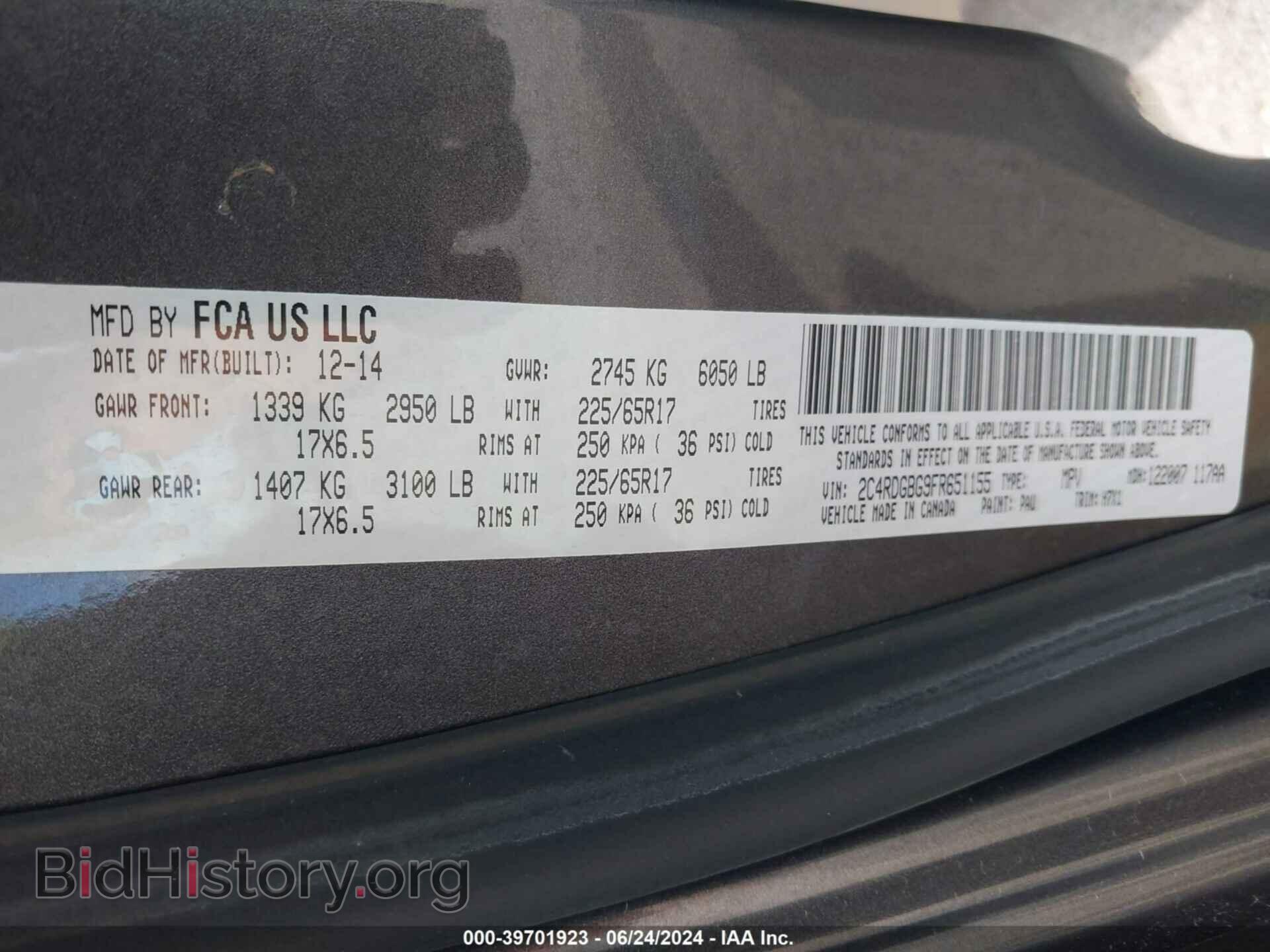 2015 DODGE GRAND CARAVAN - VIN: 2C4RDGBG9FR651155 - Фото 9