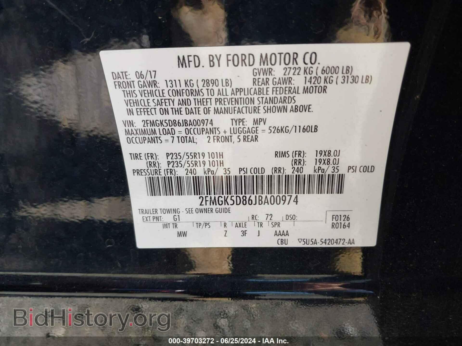 2018 FORD FLEX - VIN: 2FMGK5D86JBA00974 - Photo 9