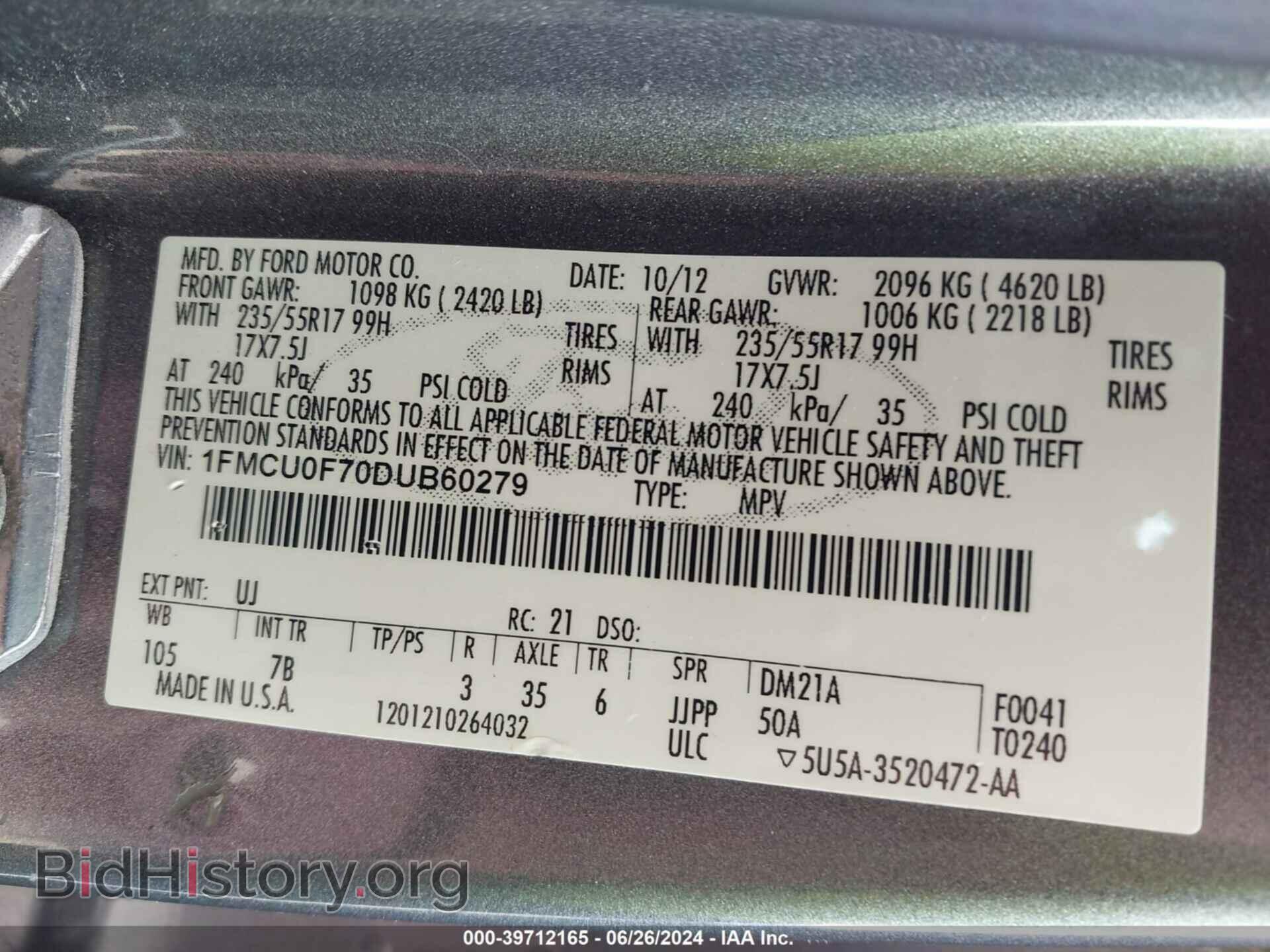 2013 FORD ESCAPE - VIN: 1FMCU0F70DUB60279 - Photo 9