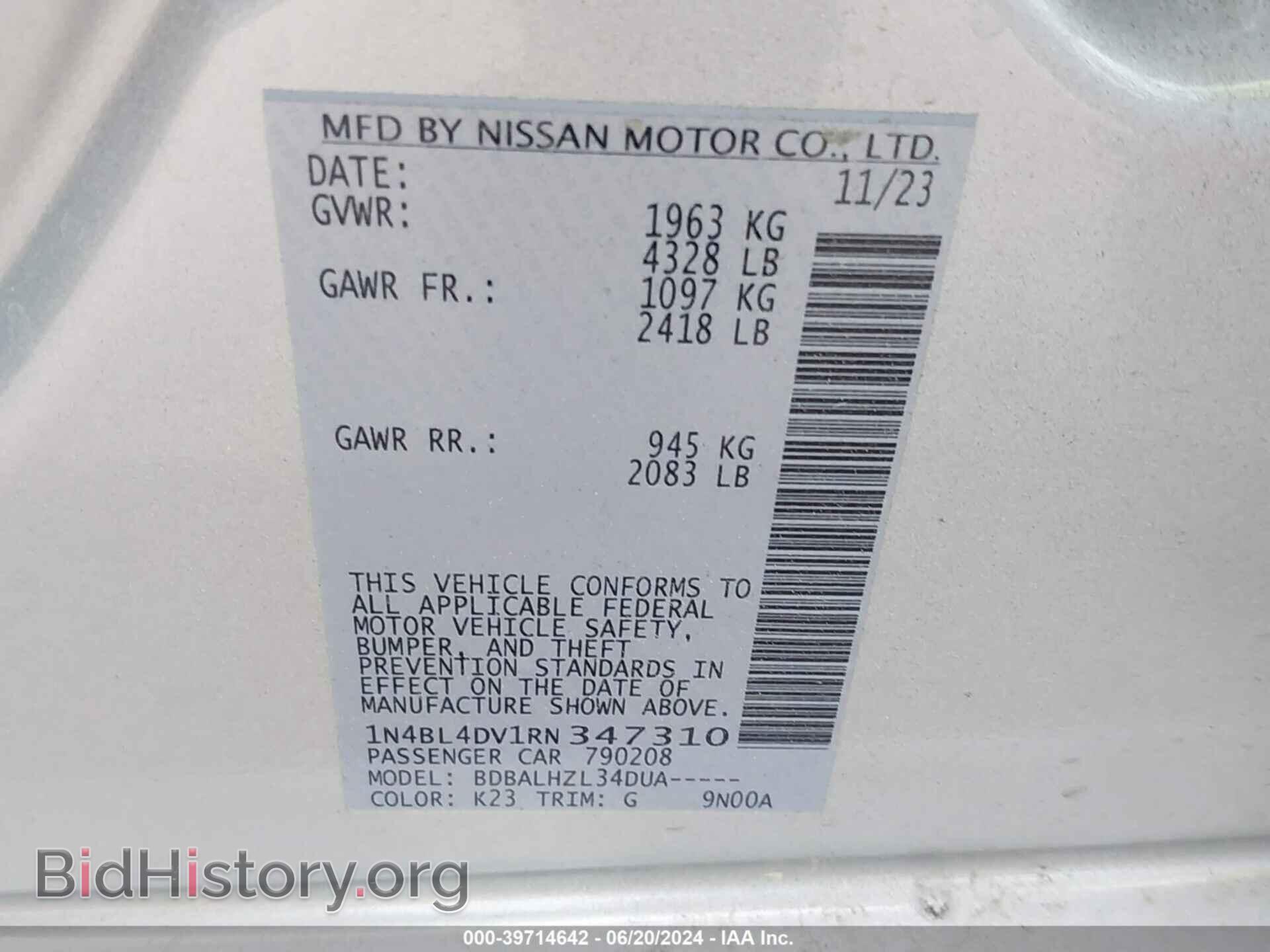 2024 NISSAN ALTIMA - VIN: 1N4BL4DV1RN347310 - Фото 9