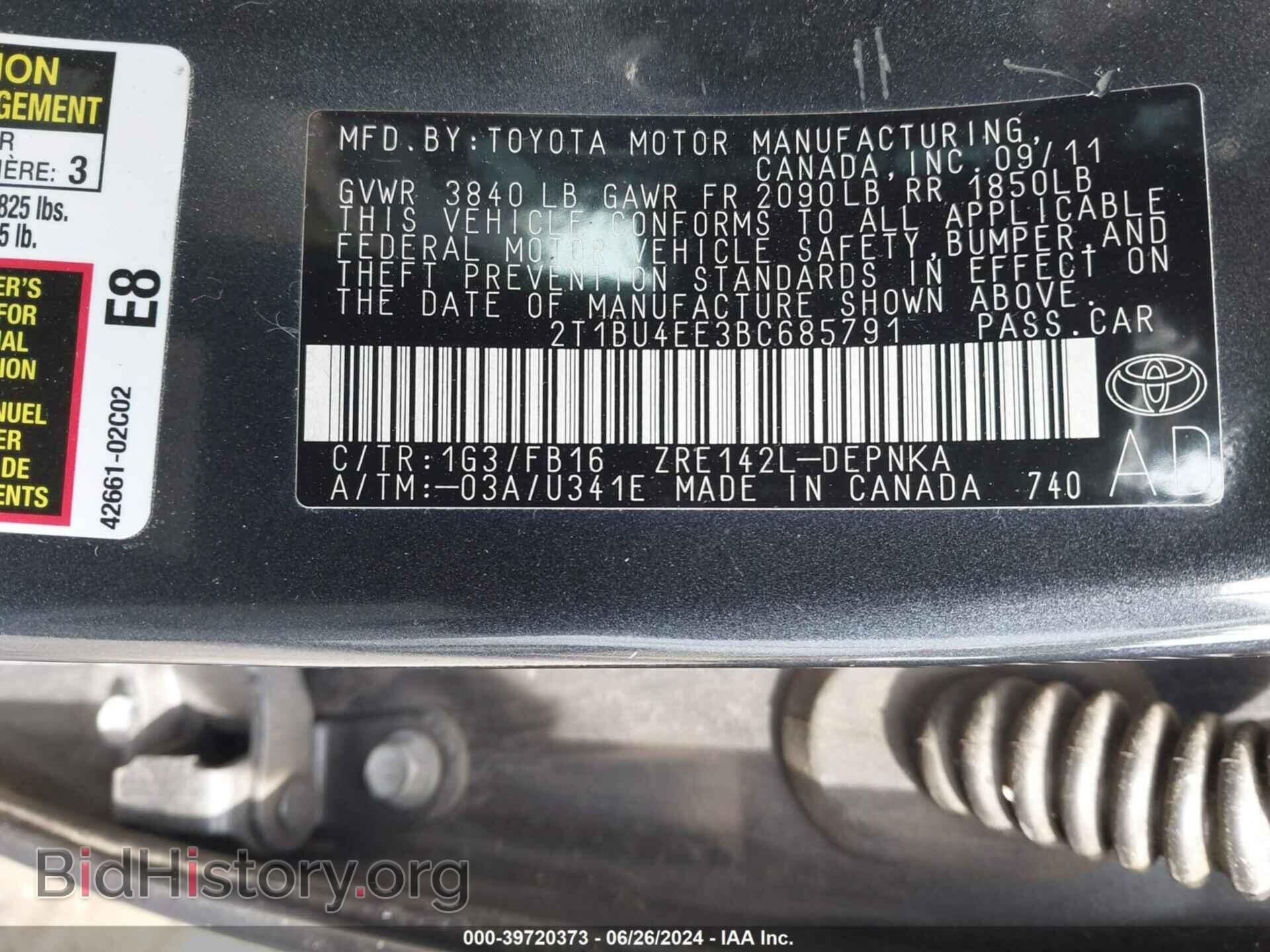 2011 TOYOTA COROLLA - VIN: 2T1BU4EE3BC685791 - Фото 9