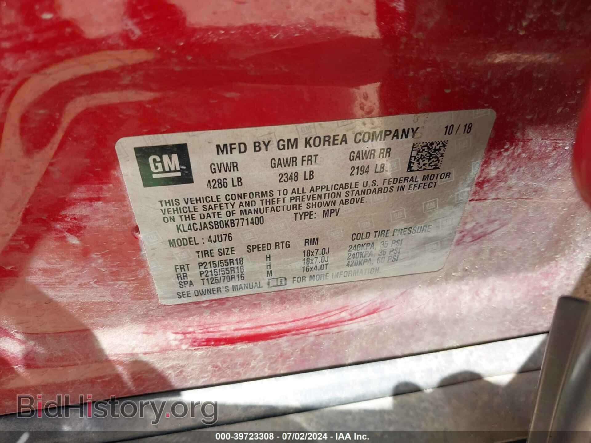2019 BUICK ENCORE - VIN: KL4CJASB0KB771400 - Фото 9