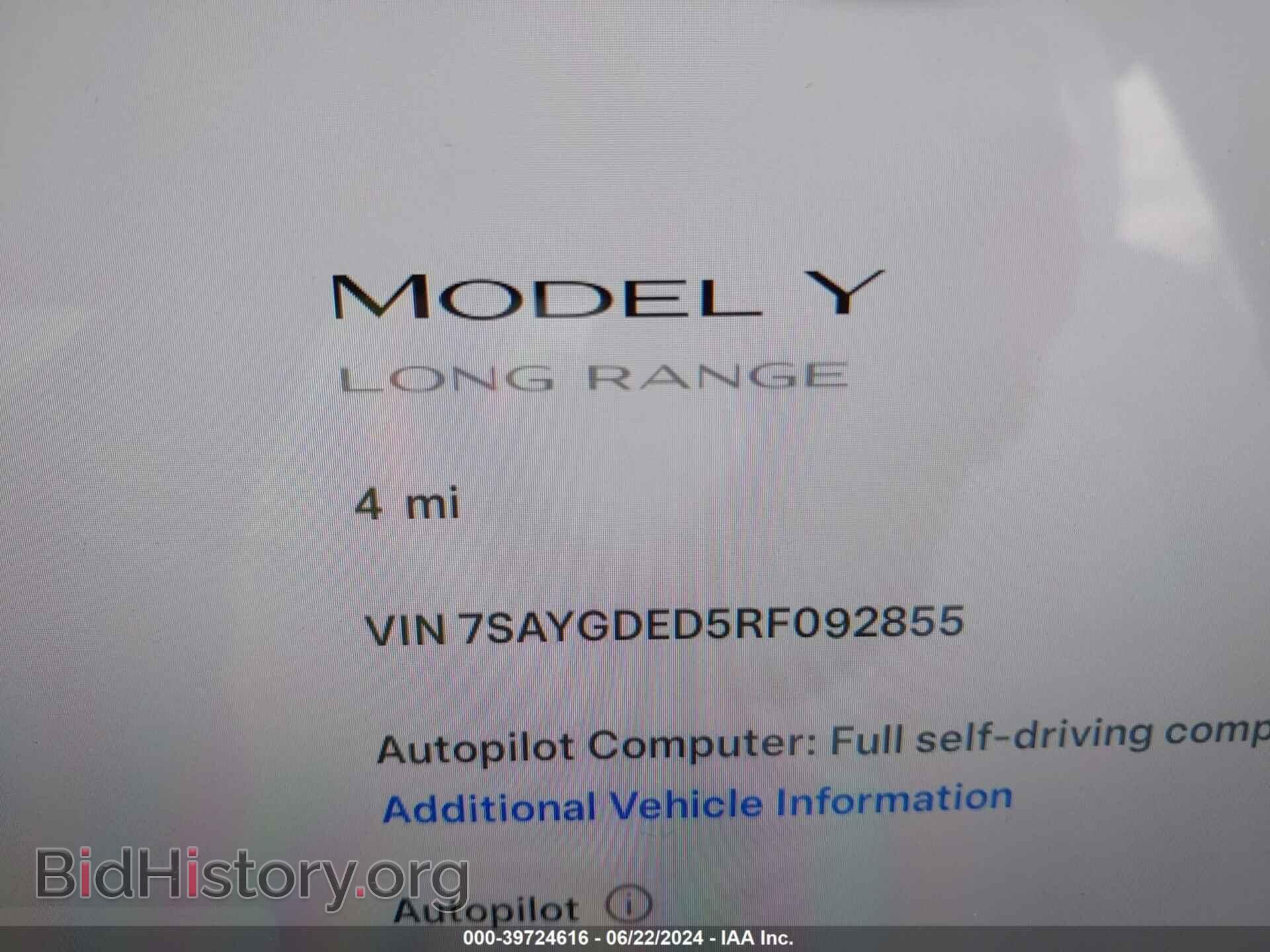 2024 TESLA MODEL Y - VIN: 7SAYGDED5RF092855 - Фото 7