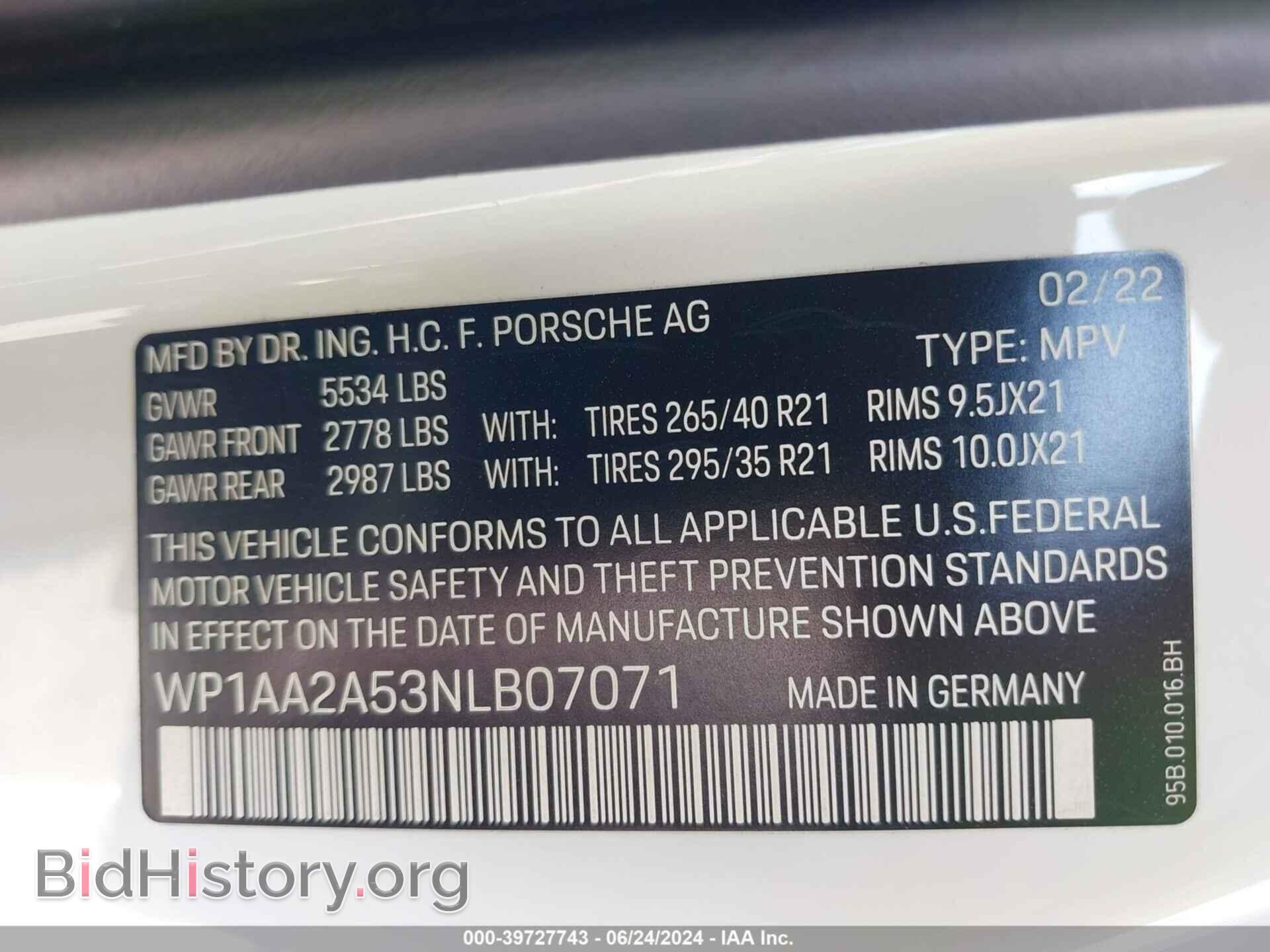 2022 PORSCHE MACAN - VIN: WP1AA2A53NLB07071 - Фото 9