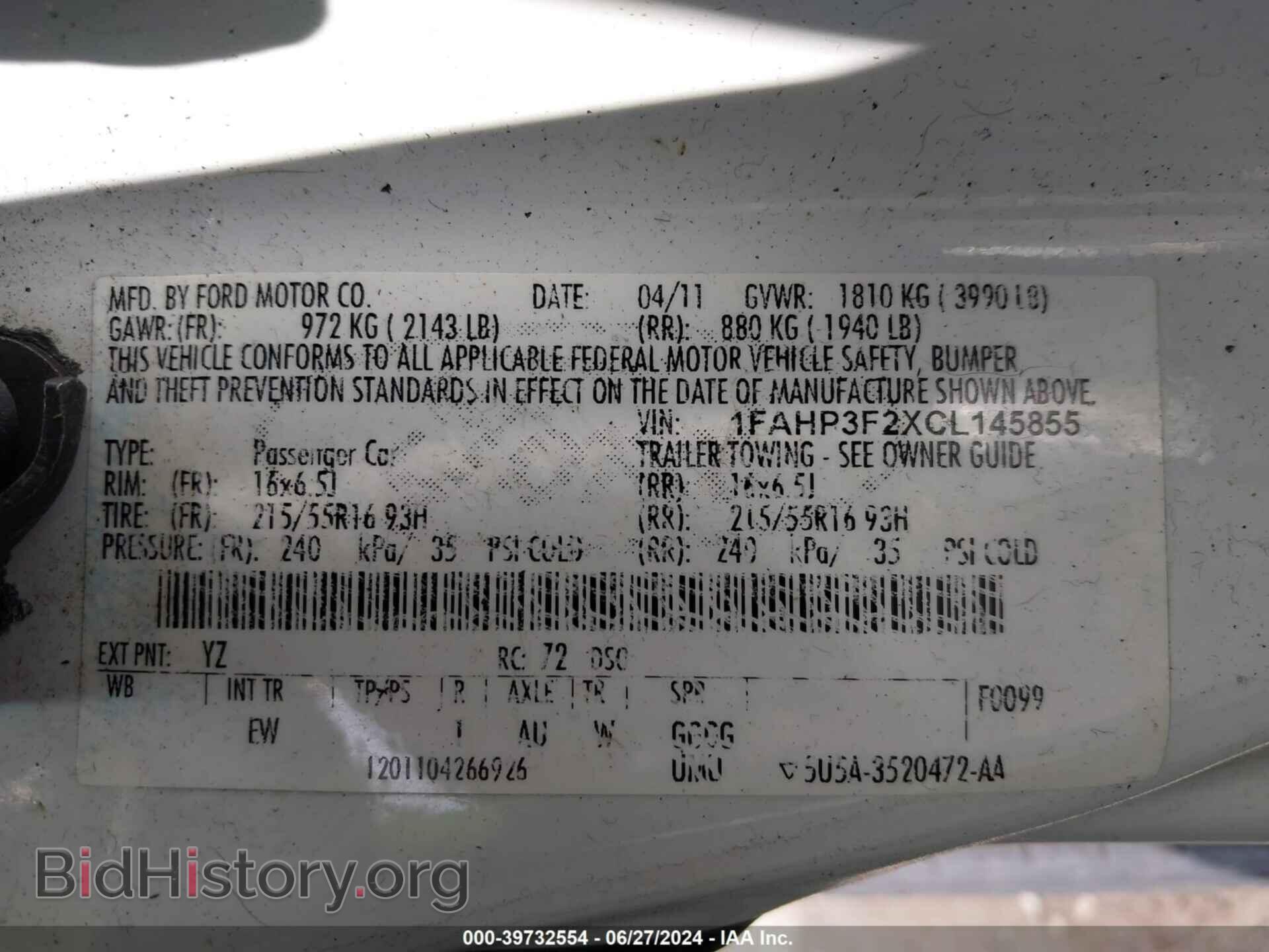 2012 FORD FOCUS - VIN: 1FAHP3F2XCL145855 - Фото 9