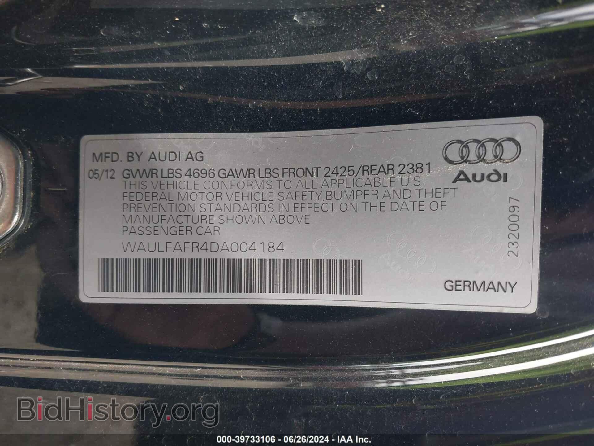 2013 AUDI A5 - VIN: WAULFAFR4DA004184 - Фото 9