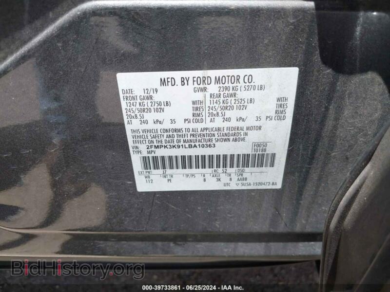 2020 Ford EDGE (VIN 2FMPK3K91LBA10363) — фото 9 из 16