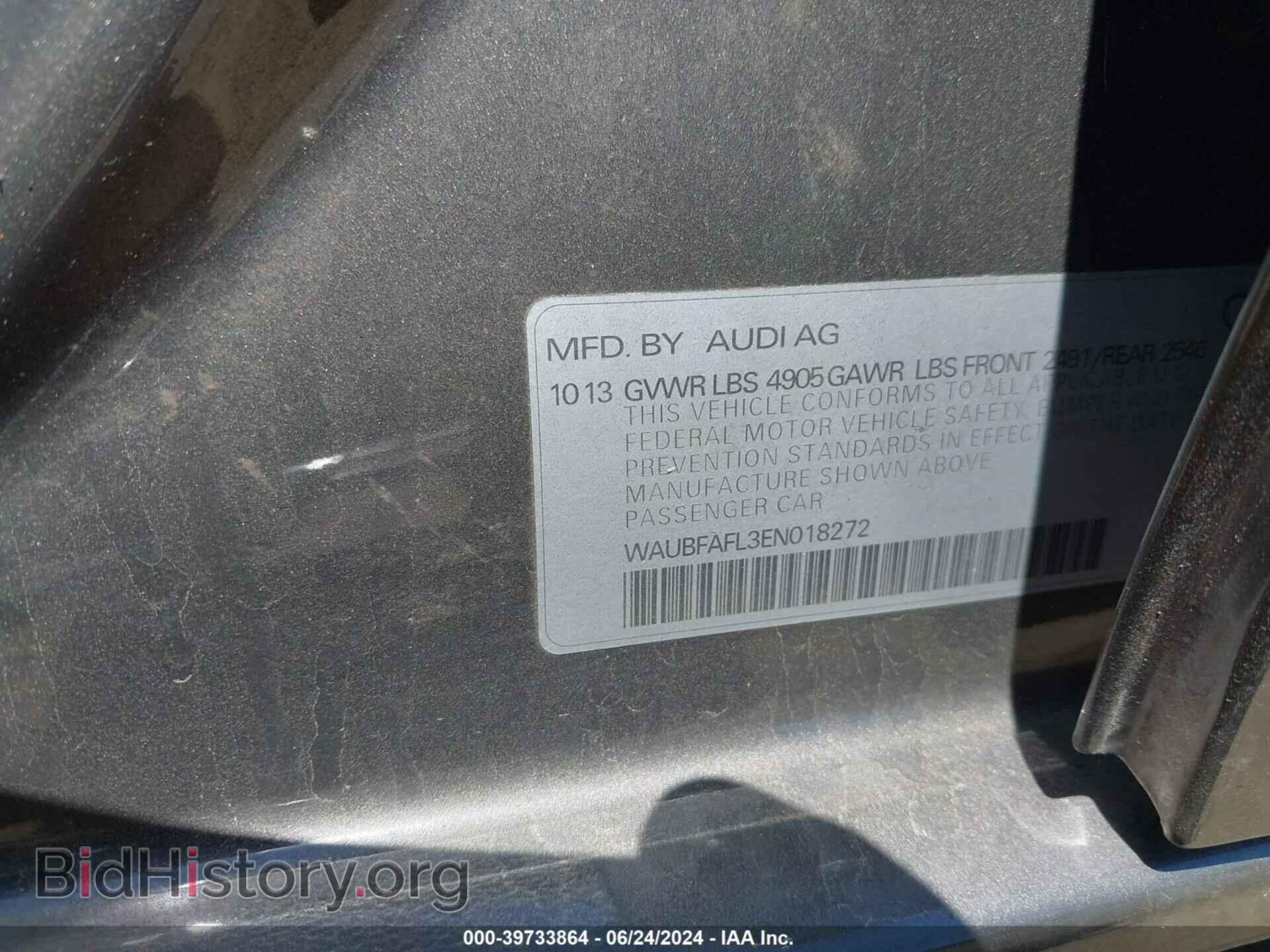 2014 AUDI A4 - VIN: WAUBFAFL3EN018272 - Фото 9
