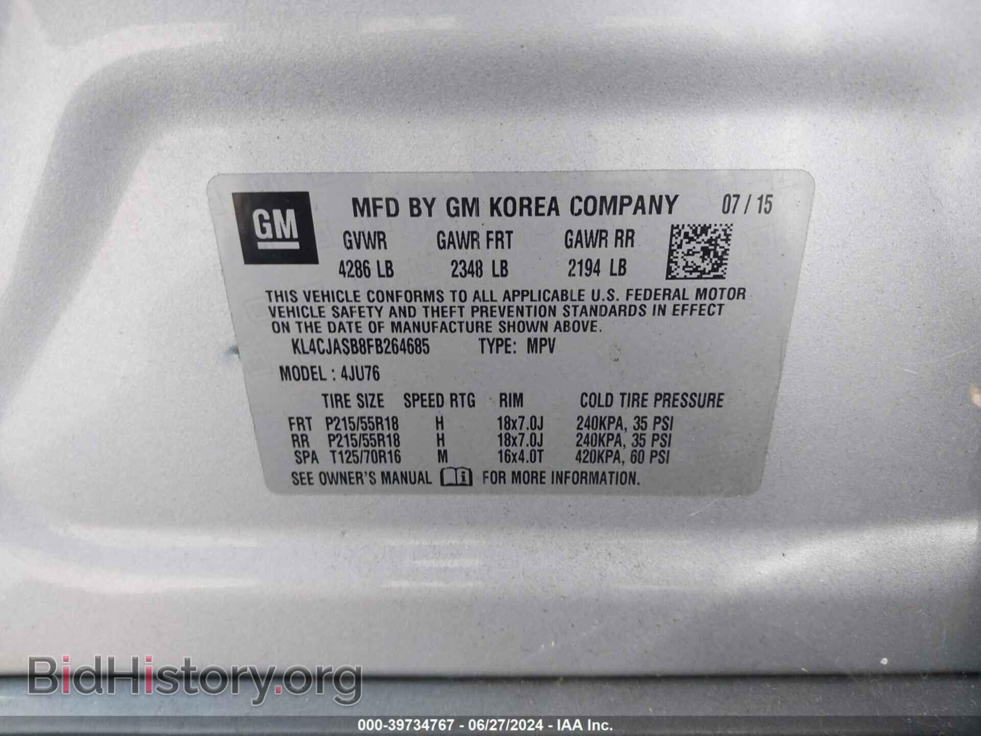 2015 BUICK ENCORE - VIN: KL4CJASB8FB264685 - Photo 9