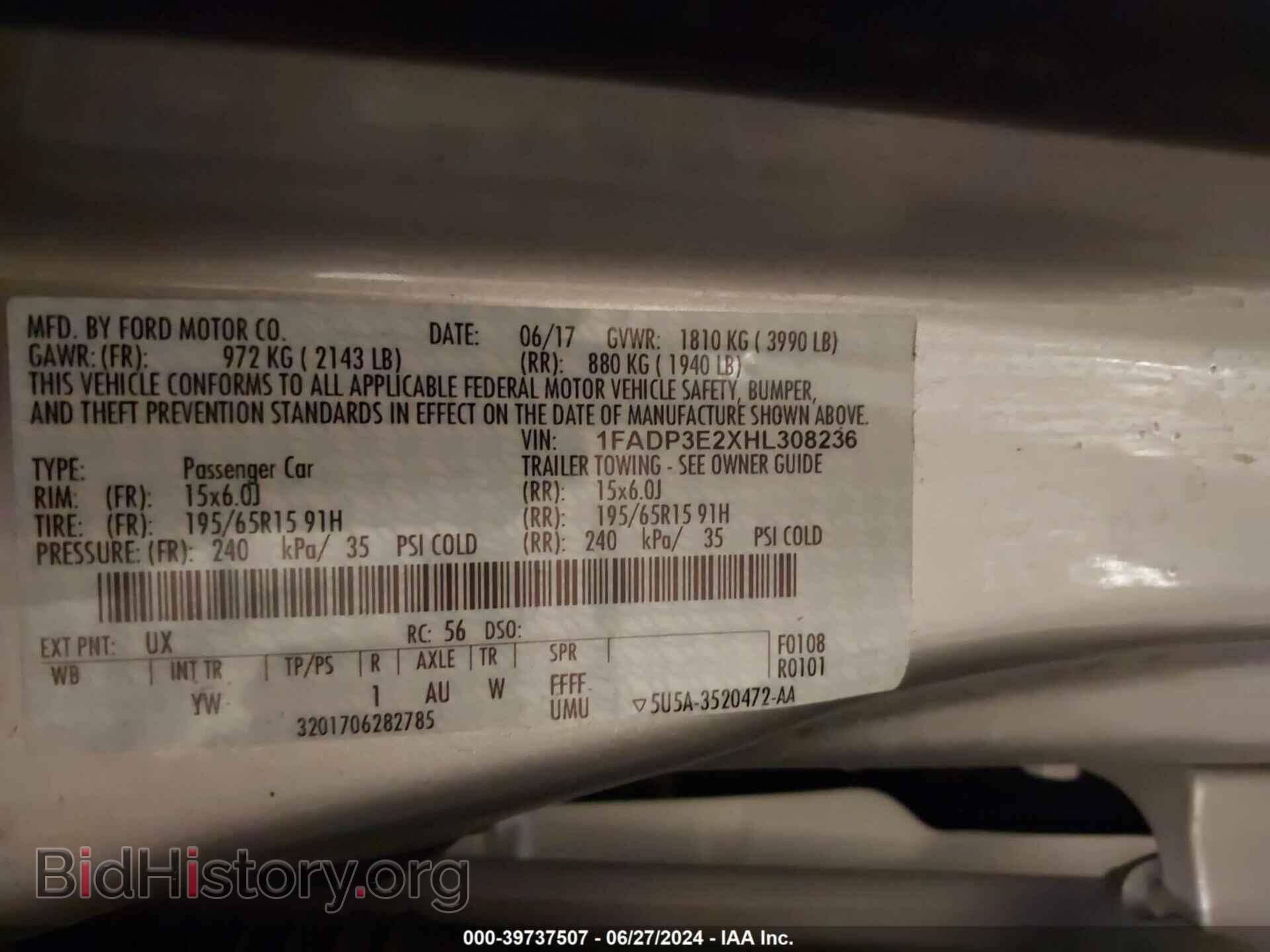 2017 FORD FOCUS - VIN: 1FADP3E2XHL308236 - Фото 9