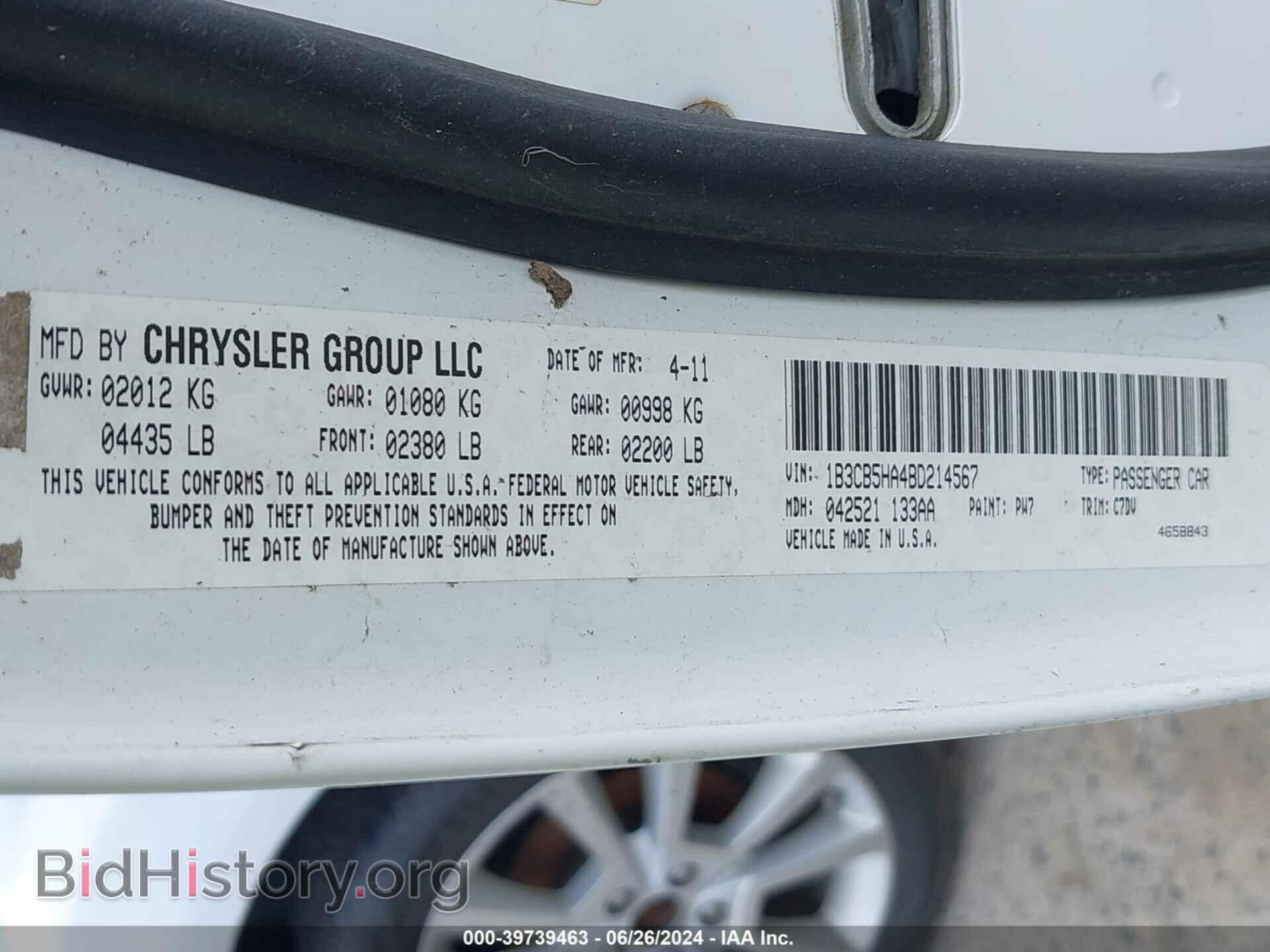 2011 DODGE CALIBER - VIN: 1B3CB5HA4BD214567 - Photo 9