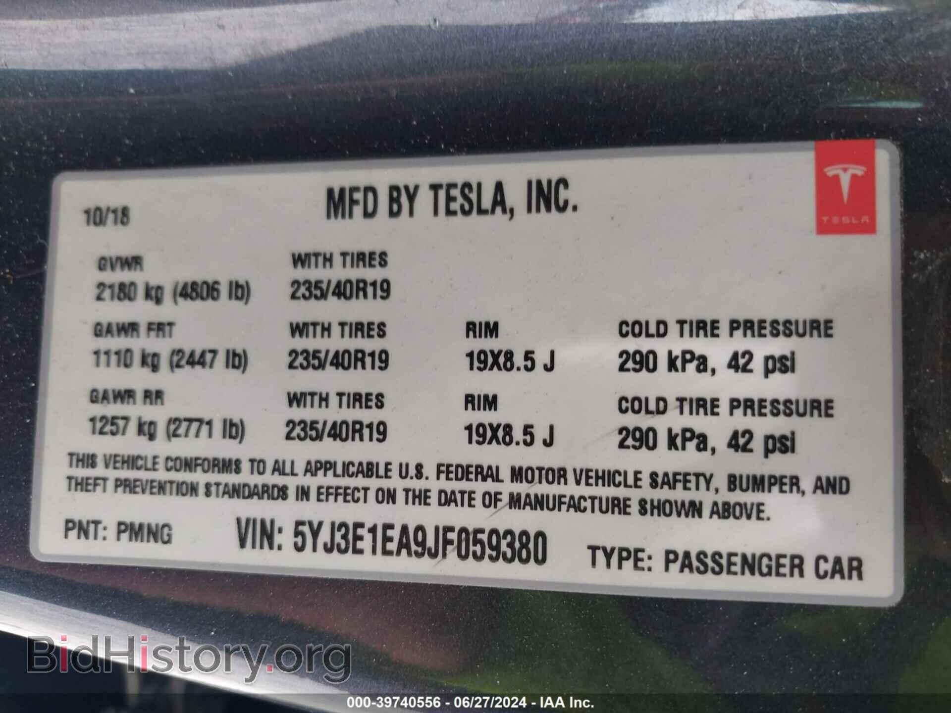 2018 TESLA MODEL 3 - VIN: 5YJ3E1EA9JF059380 - Photo 9