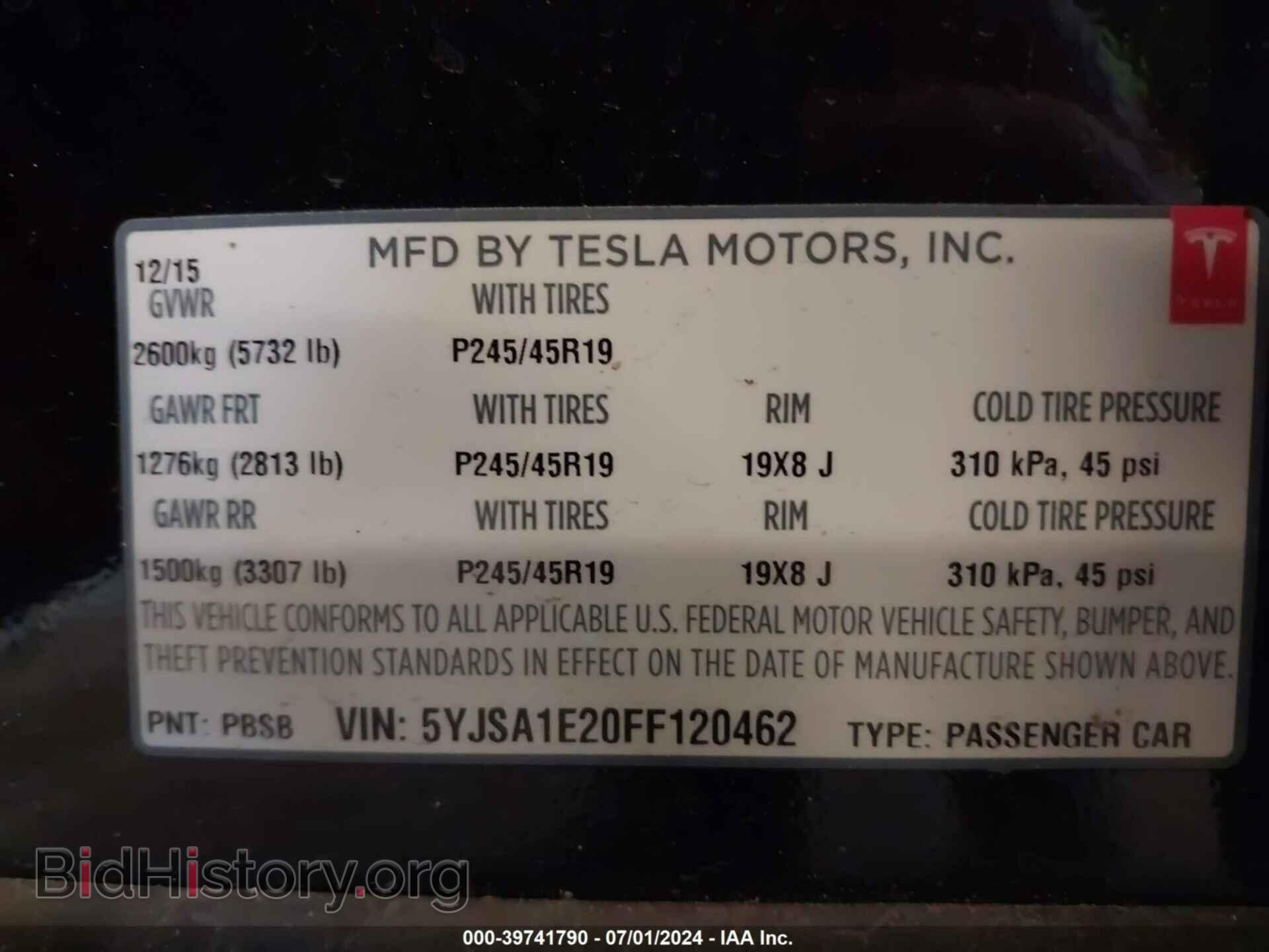 2015 TESLA MODEL S - VIN: 5YJSA1E20FF120462 - Фото 9