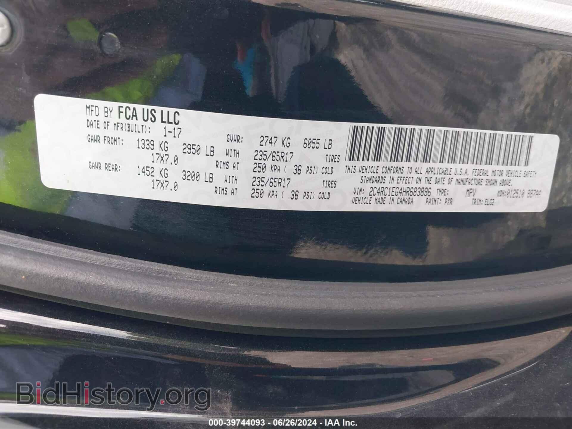 2017 CHRYSLER PACIFICA - VIN: 2C4RC1EG4HR683896 - Photo 9