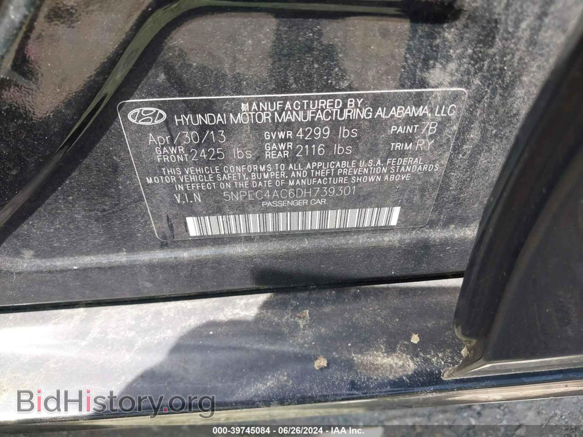 2013 HYUNDAI SONATA - VIN: 5NPEC4AC6DH739301 - Фото 9
