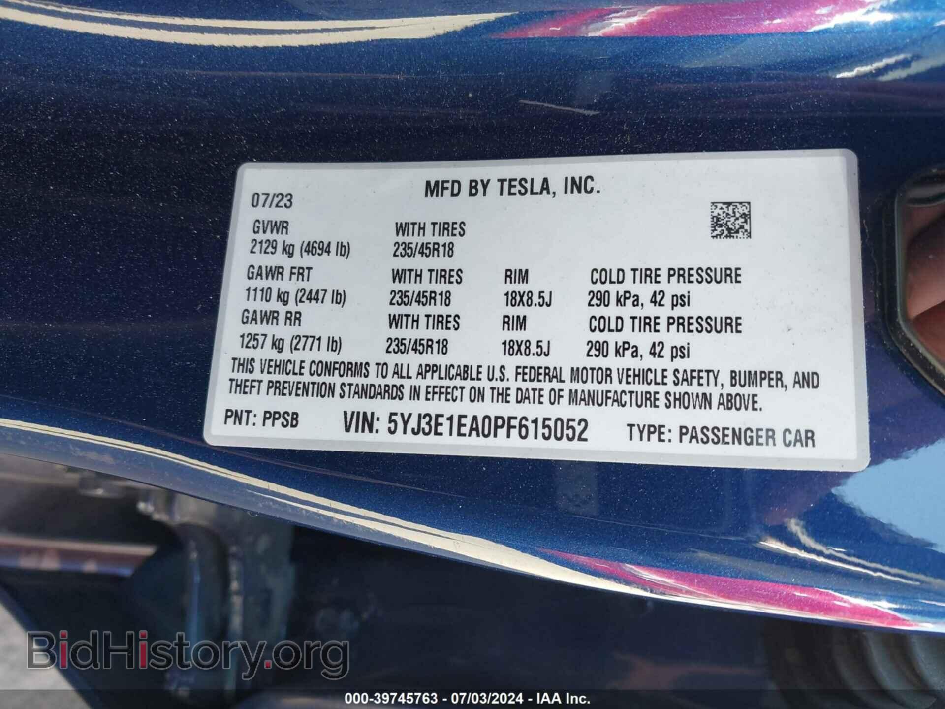 2023 TESLA MODEL 3 - VIN: 5YJ3E1EA0PF615052 - Фото 9