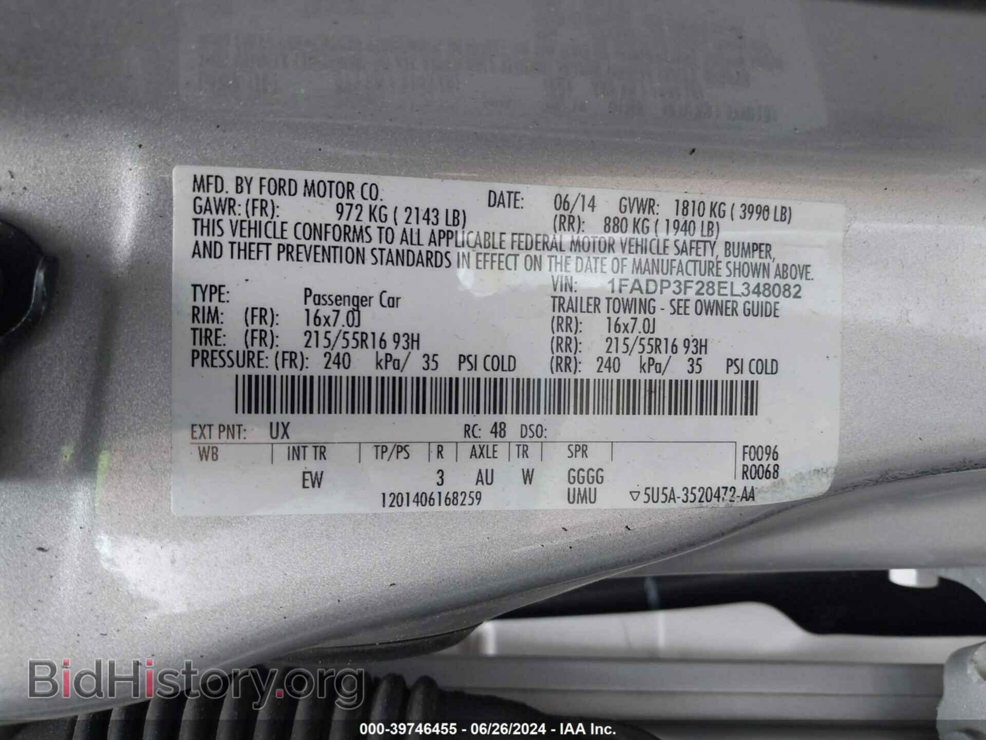2014 FORD FOCUS - VIN: 1FADP3F28EL348082 - Фото 9