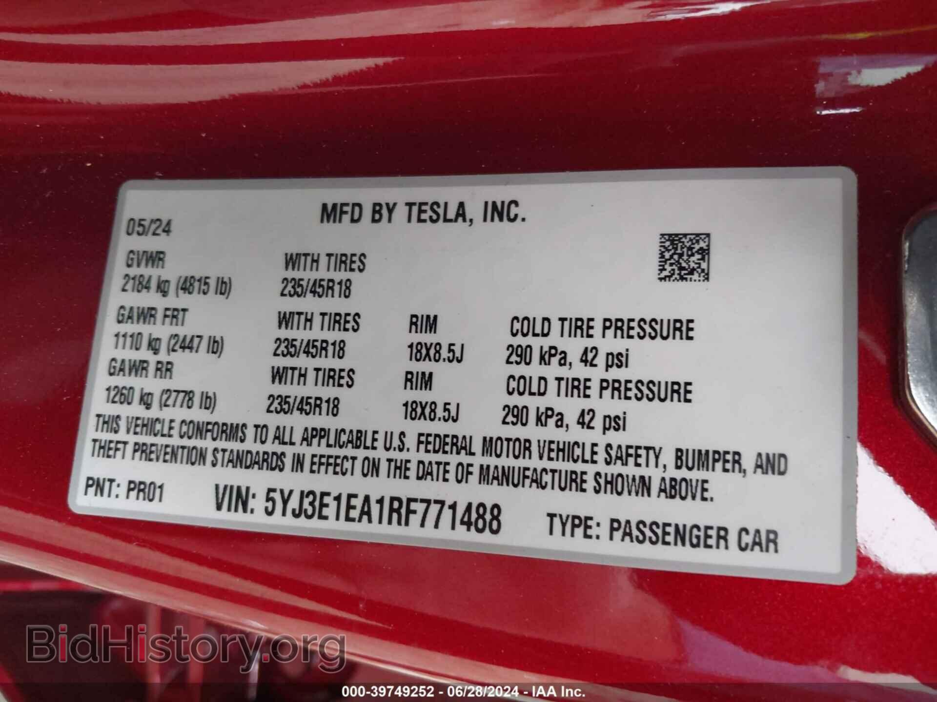 2024 TESLA MODEL 3 - VIN: 5YJ3E1EA1RF771488 - Фото 9