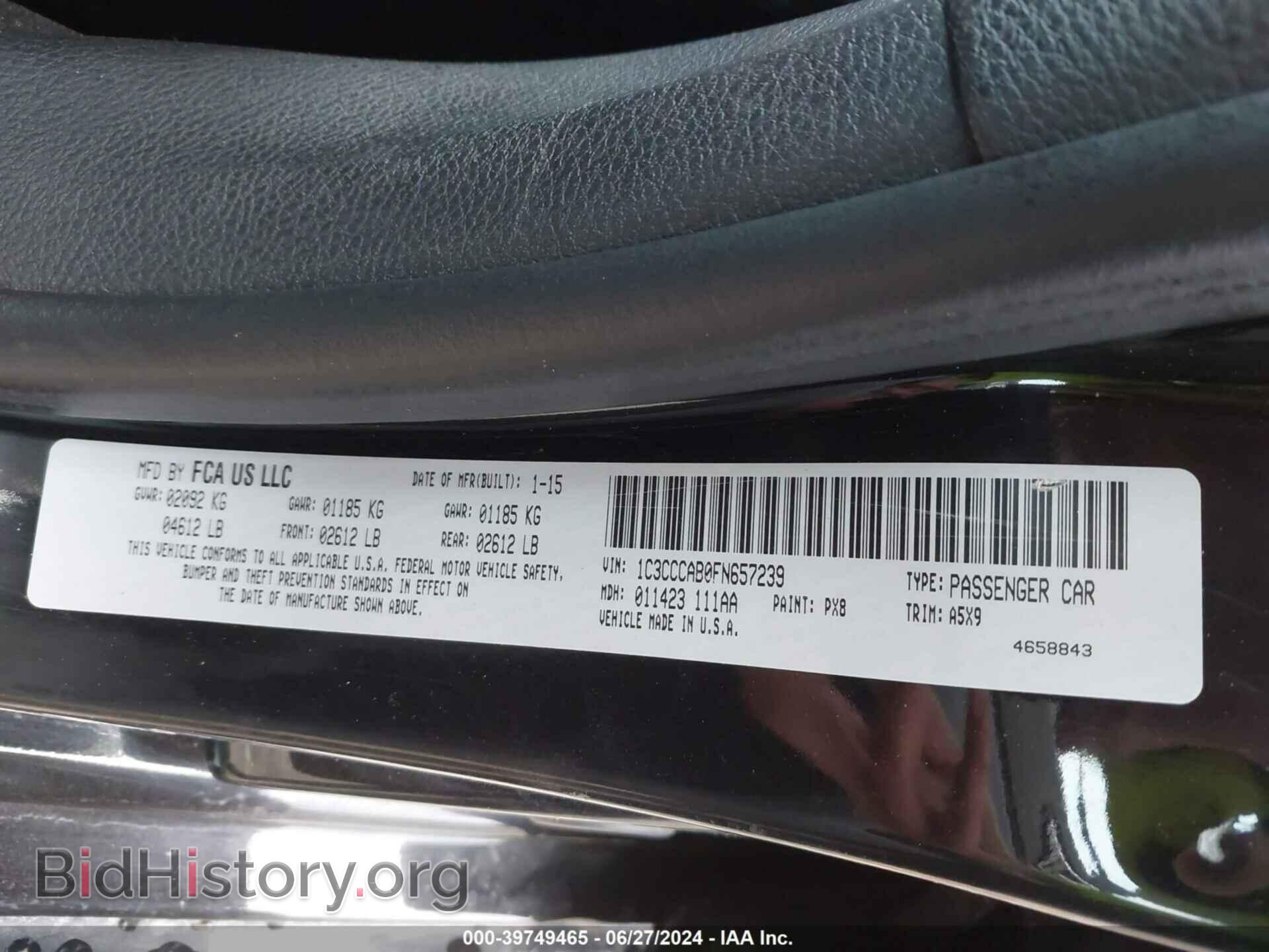 2015 CHRYSLER 200 - VIN: 1C3CCCAB0FN657239 - Фото 9