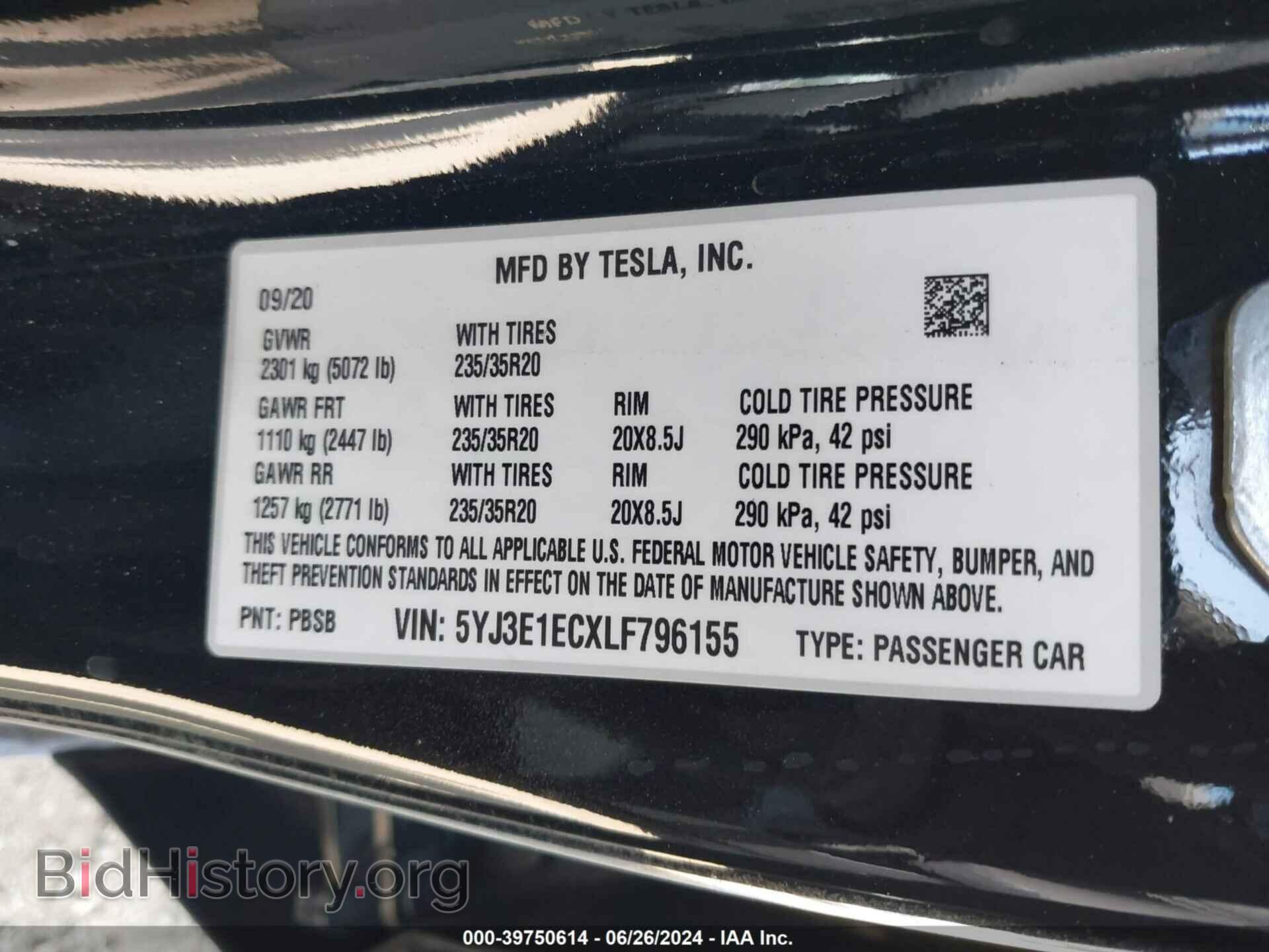 2020 TESLA MODEL 3 - VIN: 5YJ3E1ECXLF796155 - Фото 9