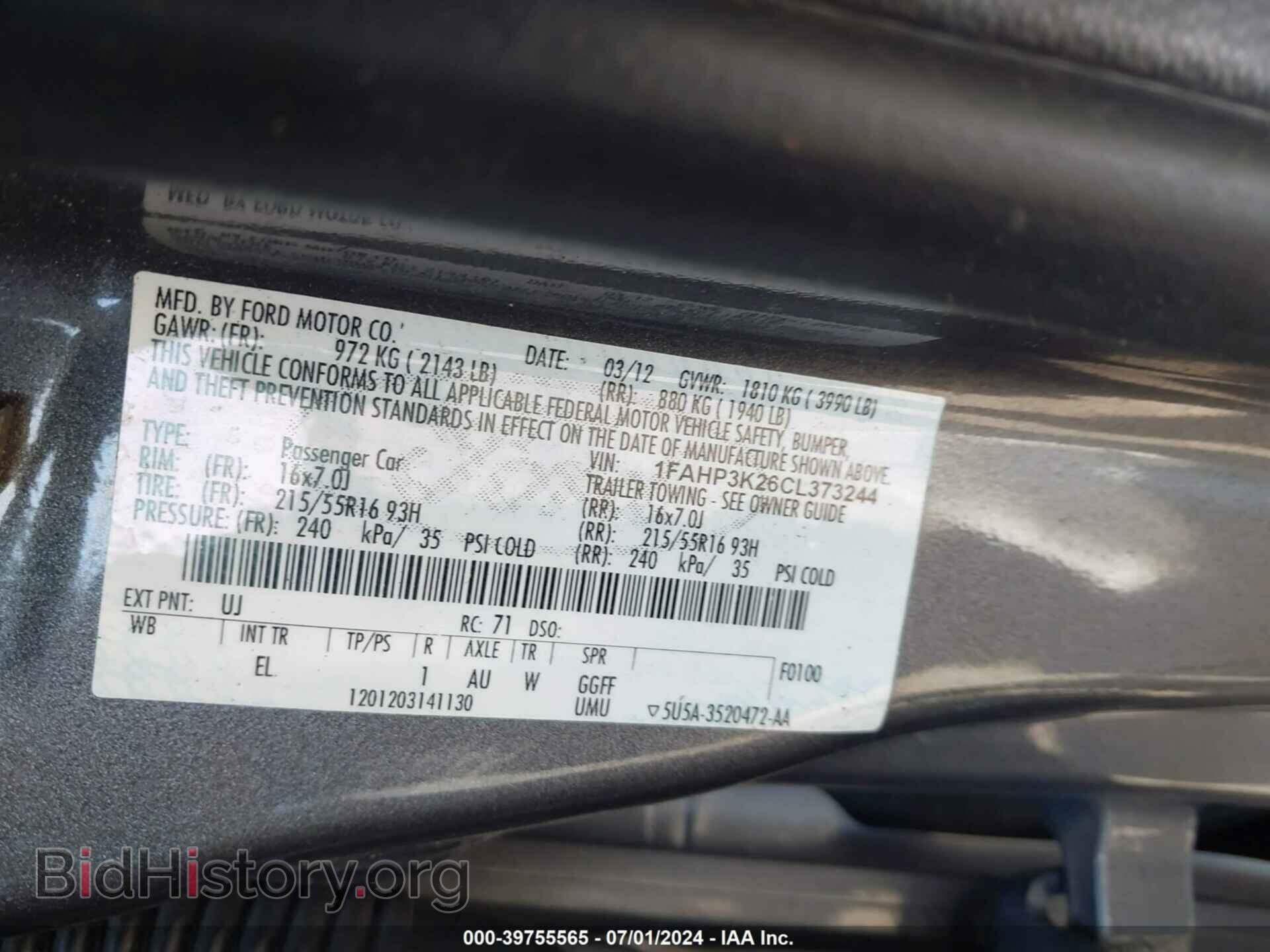 2012 FORD FOCUS - VIN: 1FAHP3K26CL373244 - Фото 9