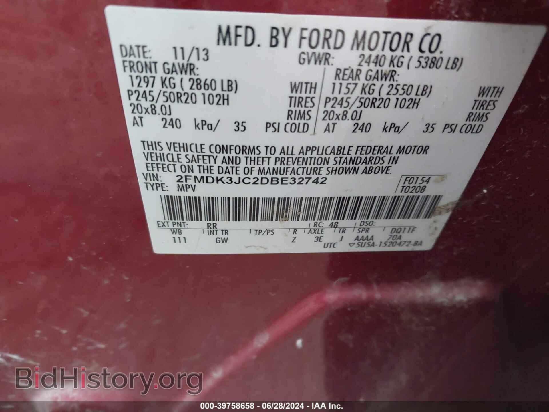 2013 FORD EDGE - VIN: 2FMDK3JC2DBE32742 - Фото 9