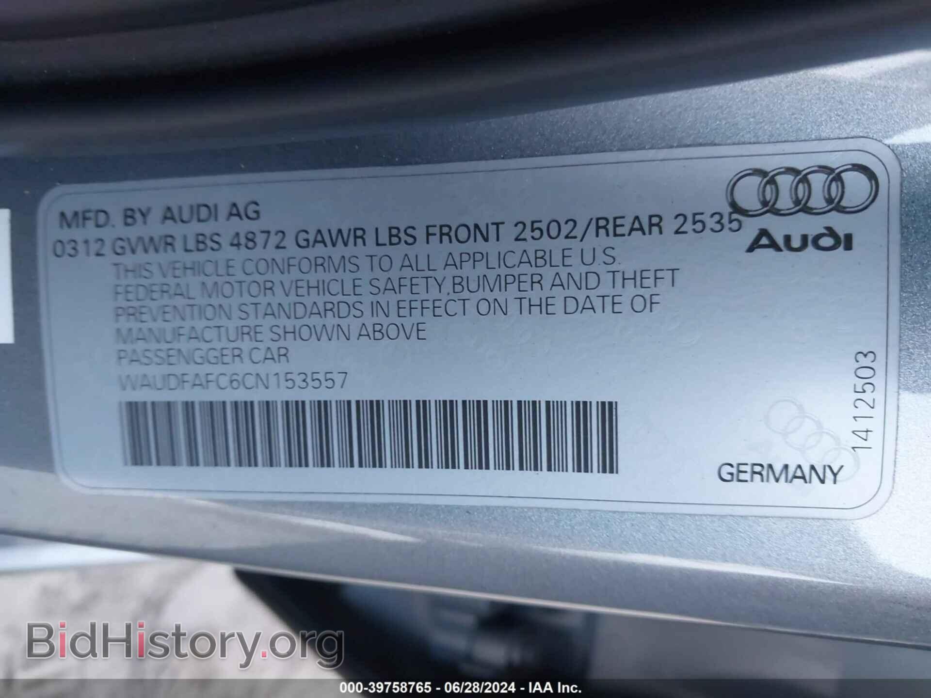 2012 AUDI A6 - VIN: WAUDFAFC6CN153557 - Фото 9