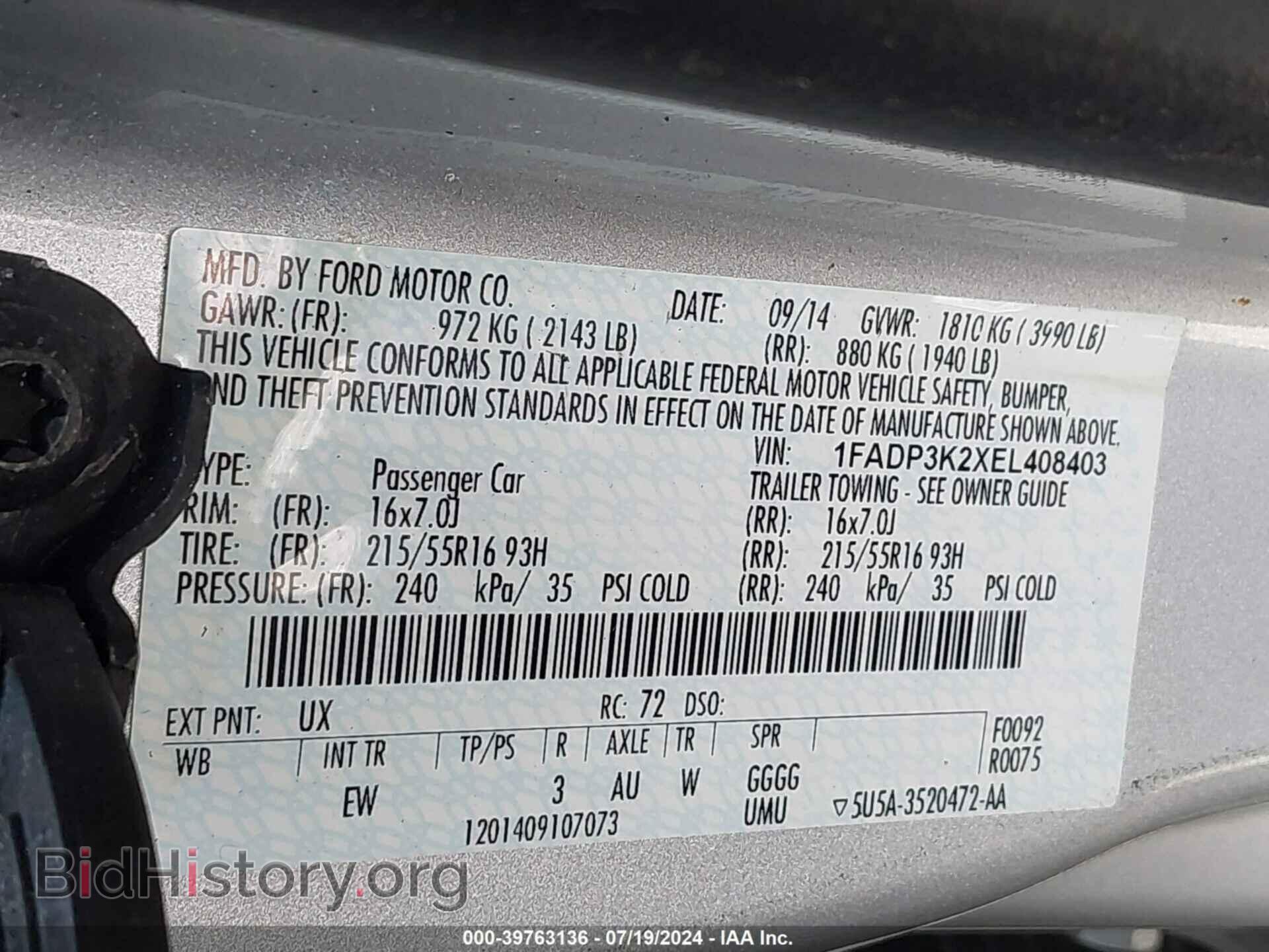 2014 FORD FOCUS - VIN: 1FADP3K2XEL408403 - Photo 9