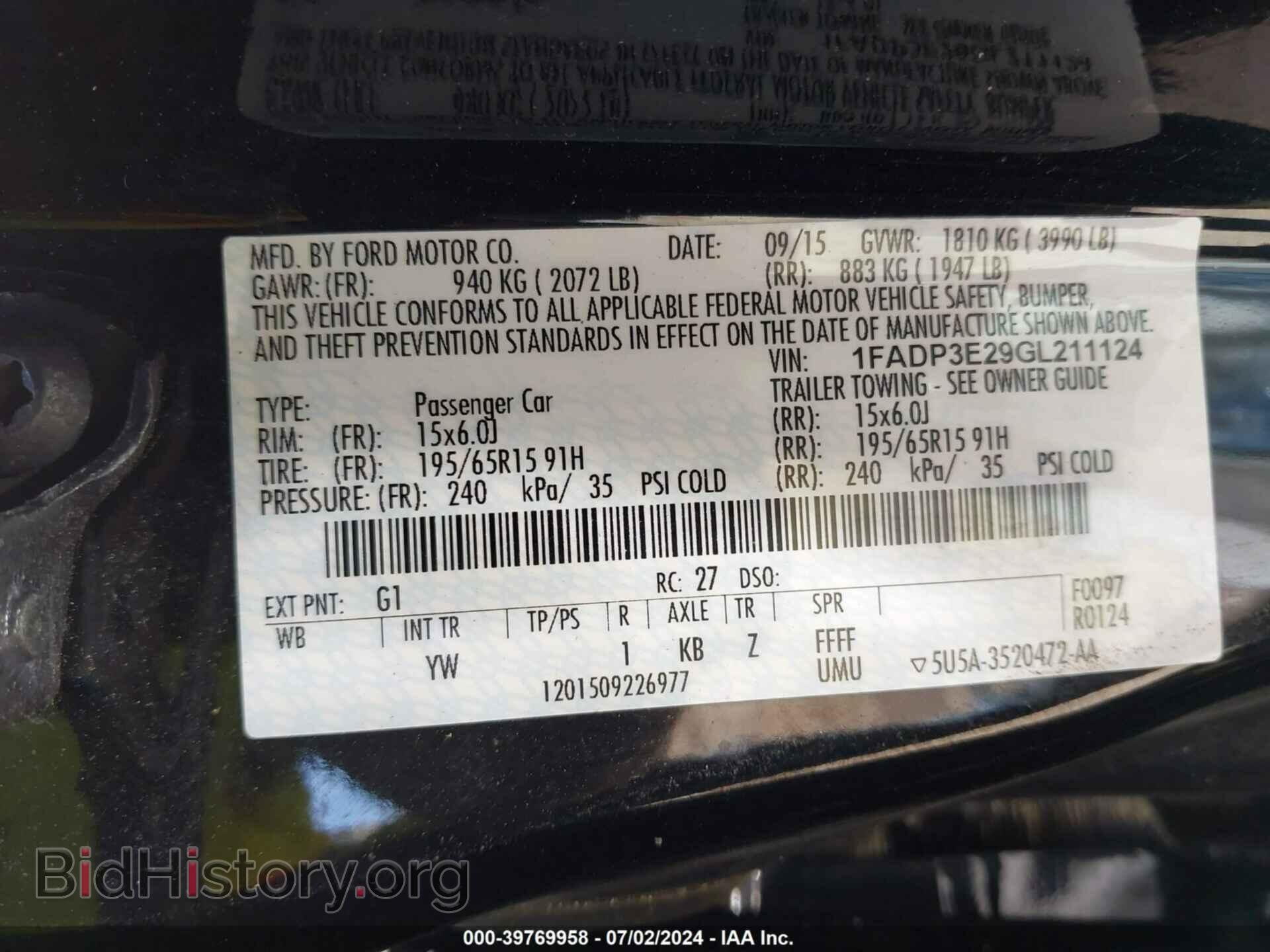 2016 FORD FOCUS - VIN: 1FADP3E29GL211124 - Фото 9