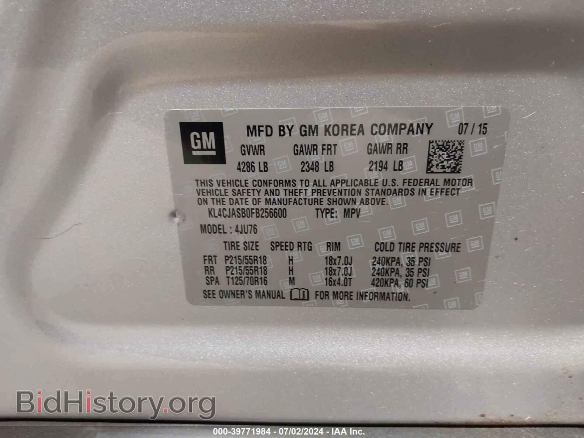2015 BUICK ENCORE - VIN: KL4CJASB0FB256600 - Photo 9