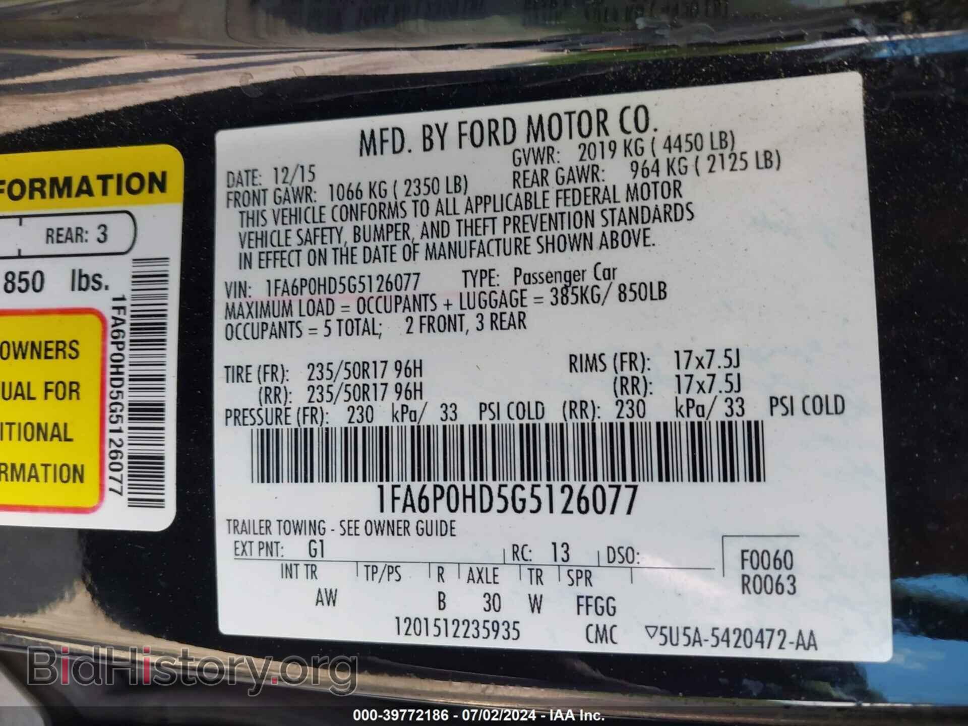 2016 FORD FUSION - VIN: 1FA6P0HD5G5126077 - Фото 9