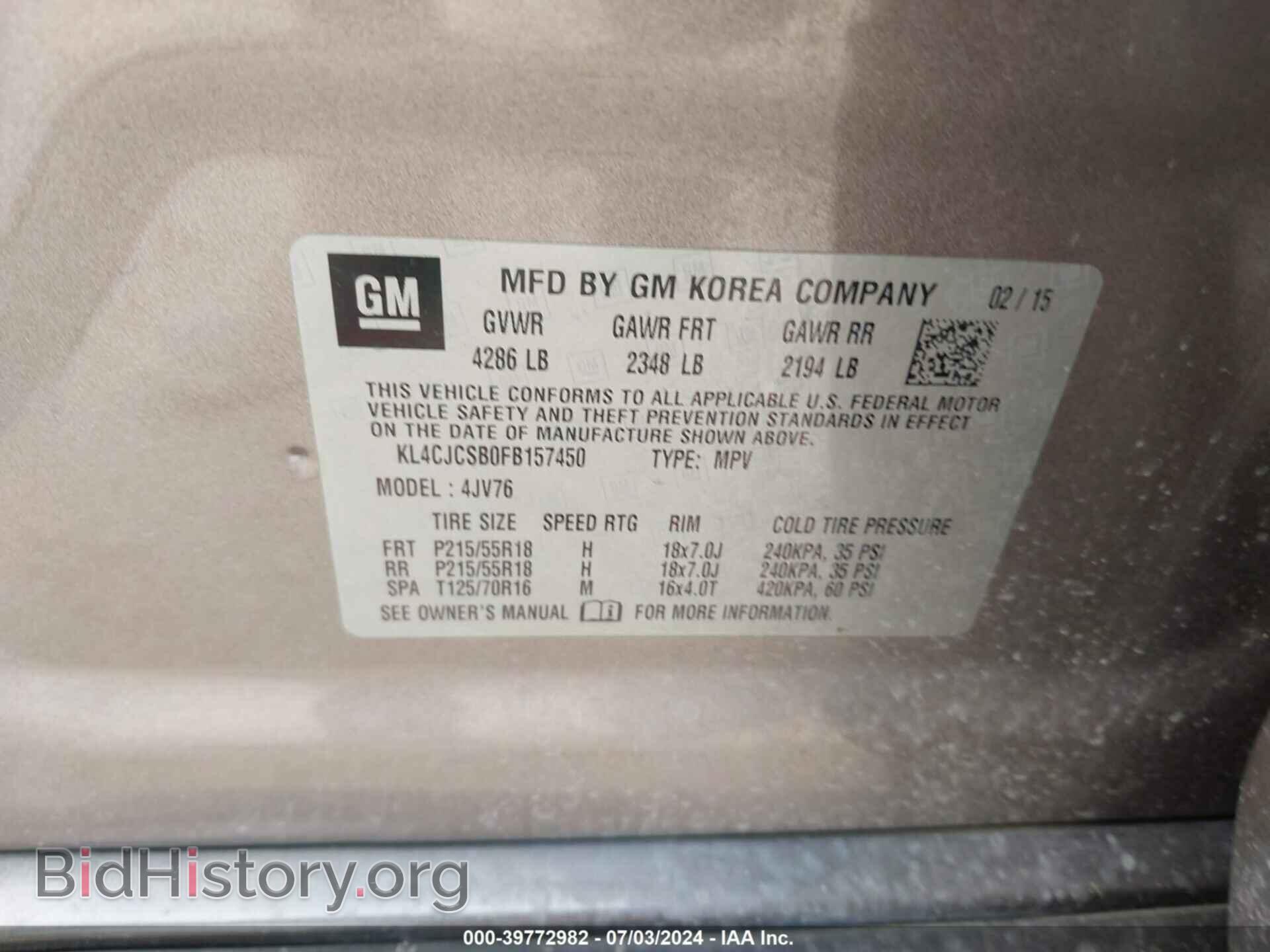 2015 BUICK ENCORE - VIN: KL4CJCSB0FB157450 - Photo 9