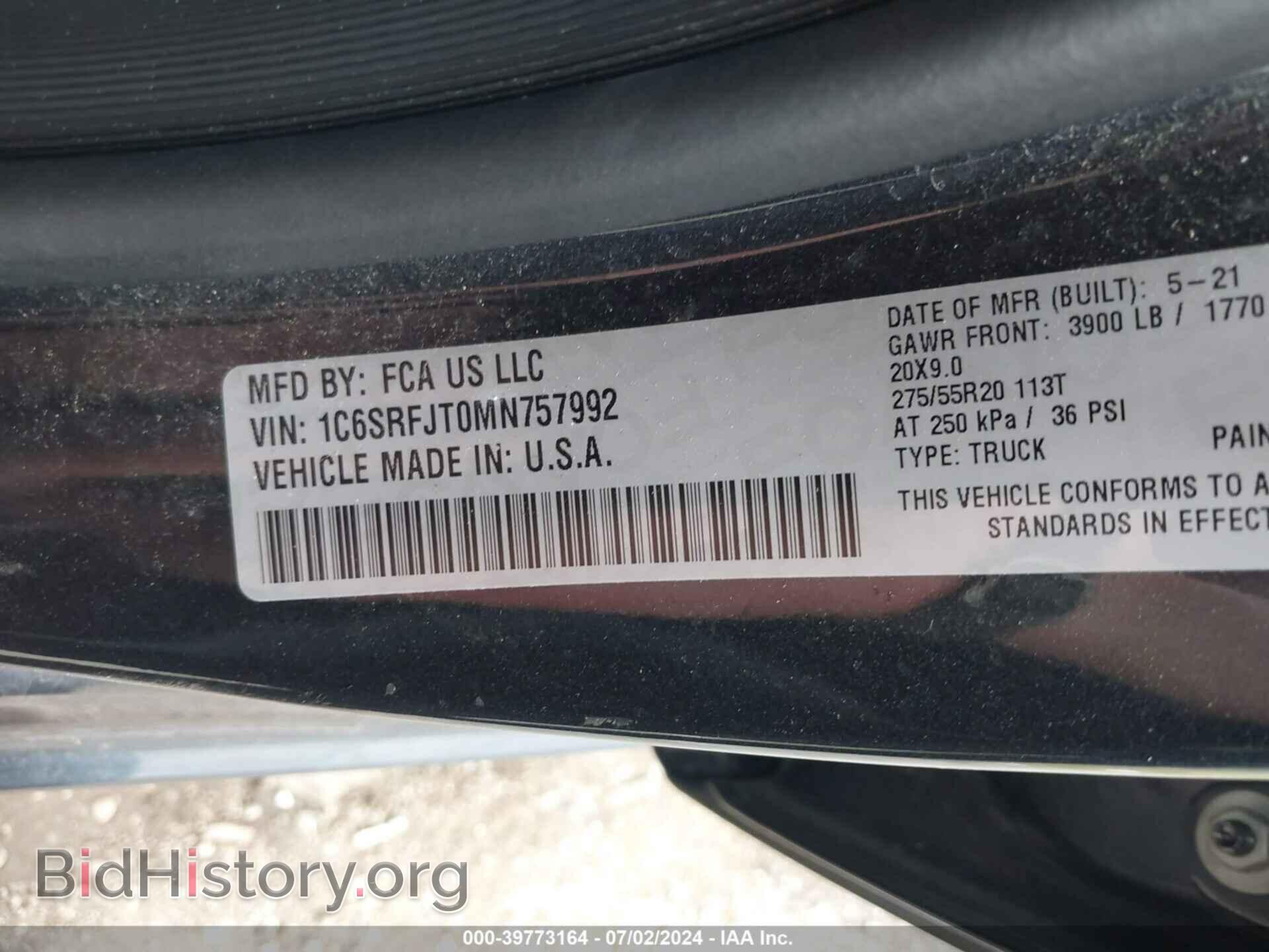 2021 RAM 1500 - VIN: 1C6SRFJT0MN757992 - Фото 9