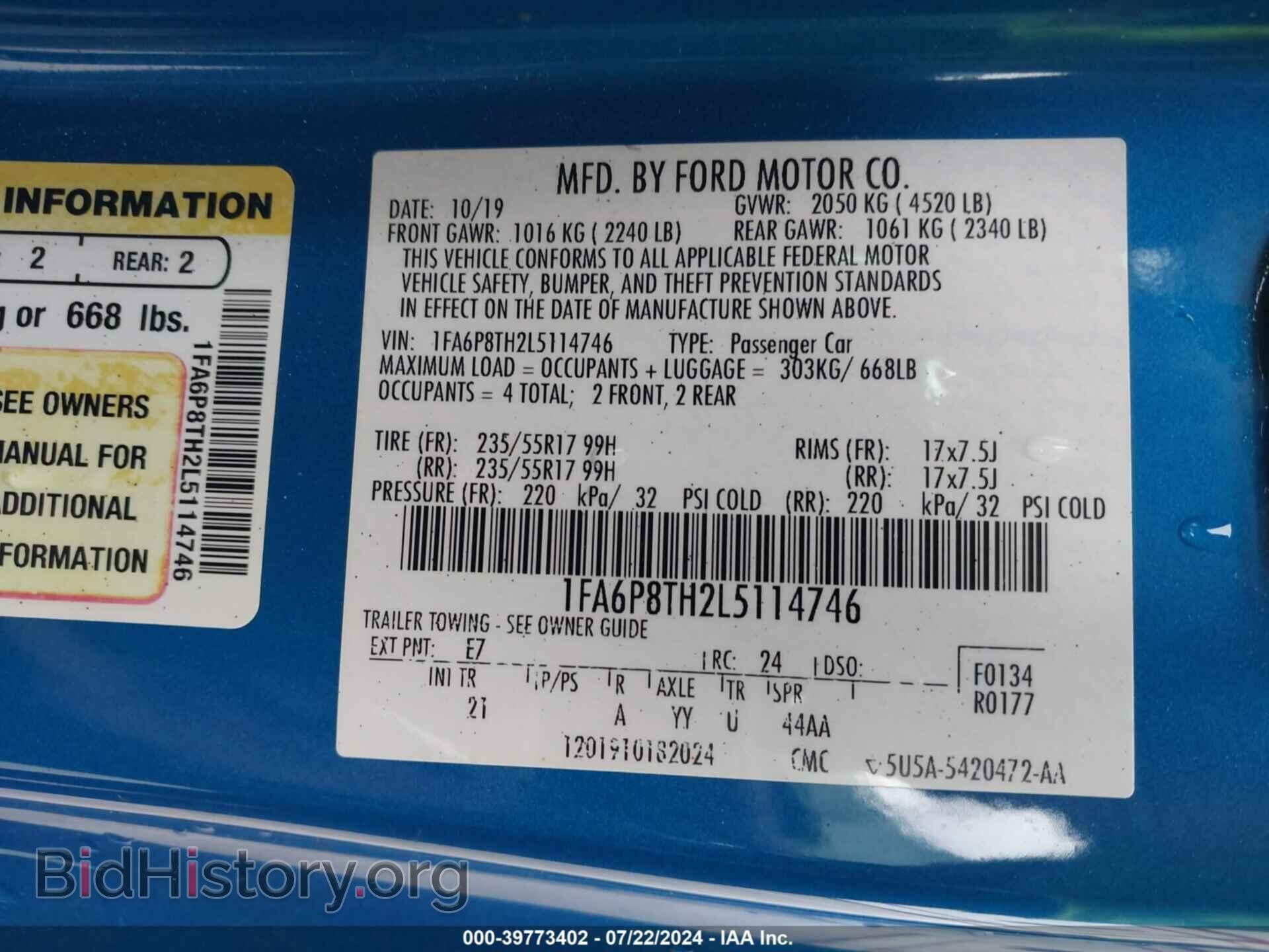2020 FORD MUSTANG - VIN: 1FA6P8TH2L5114746 - Фото 9