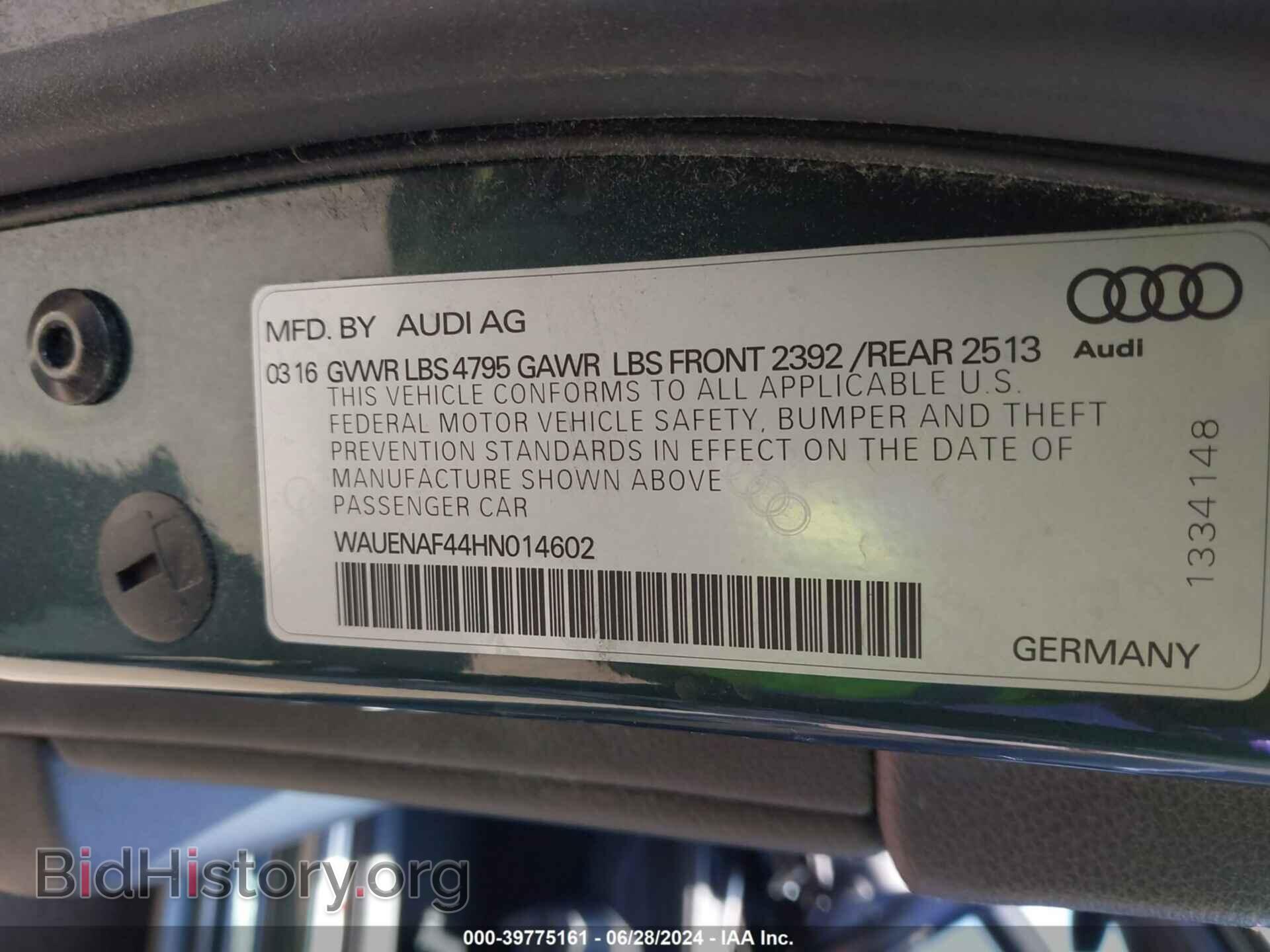 2017 AUDI A4 - VIN: WAUENAF44HN014602 - Фото 9