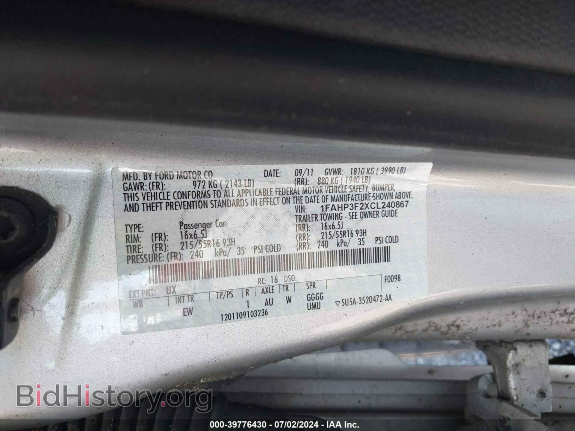 2012 FORD FOCUS - VIN: 1FAHP3F2XCL240867 - Photo 9