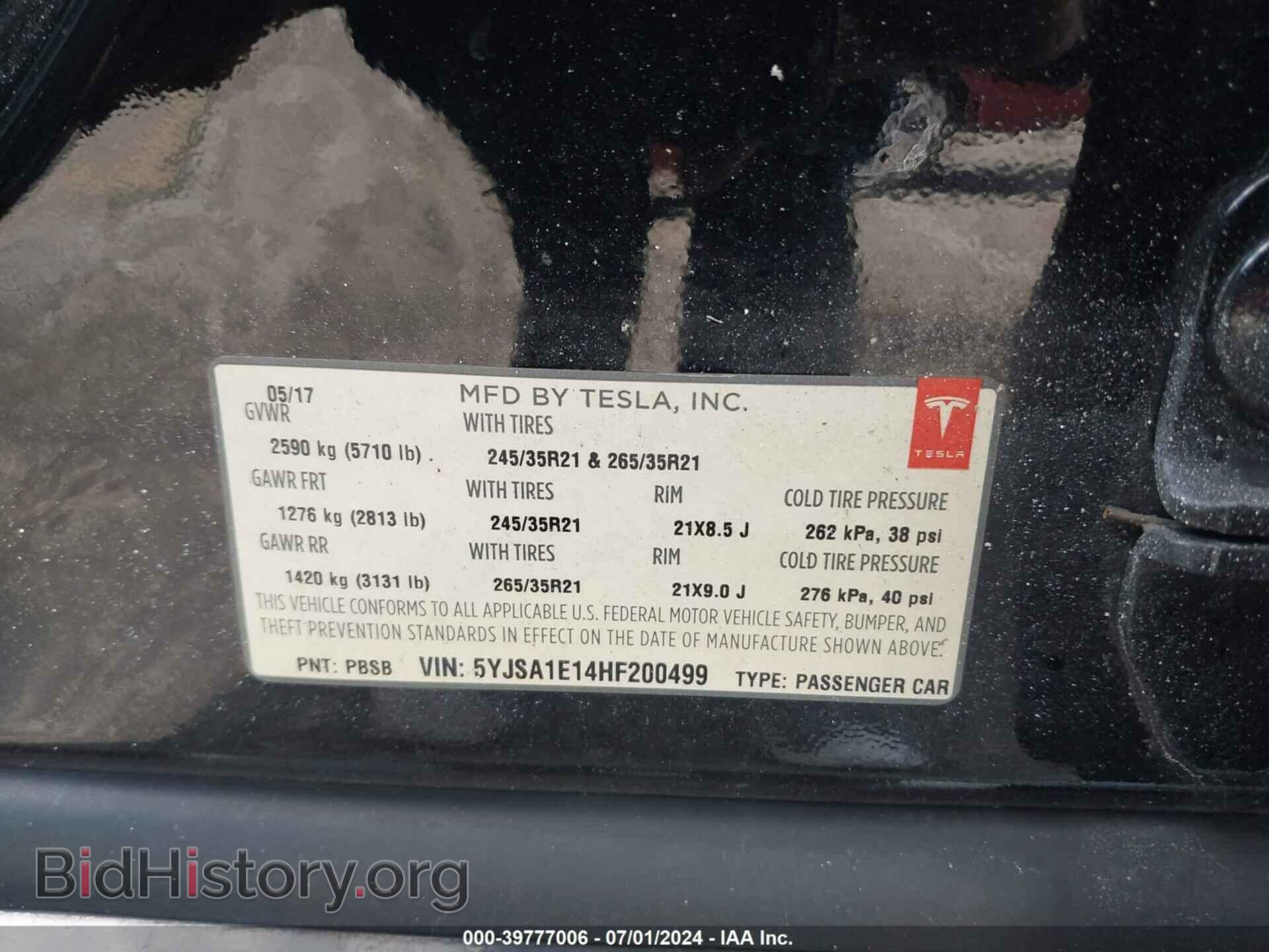 2017 TESLA MODEL S - VIN: 5YJSA1E14HF200499 - Photo 9
