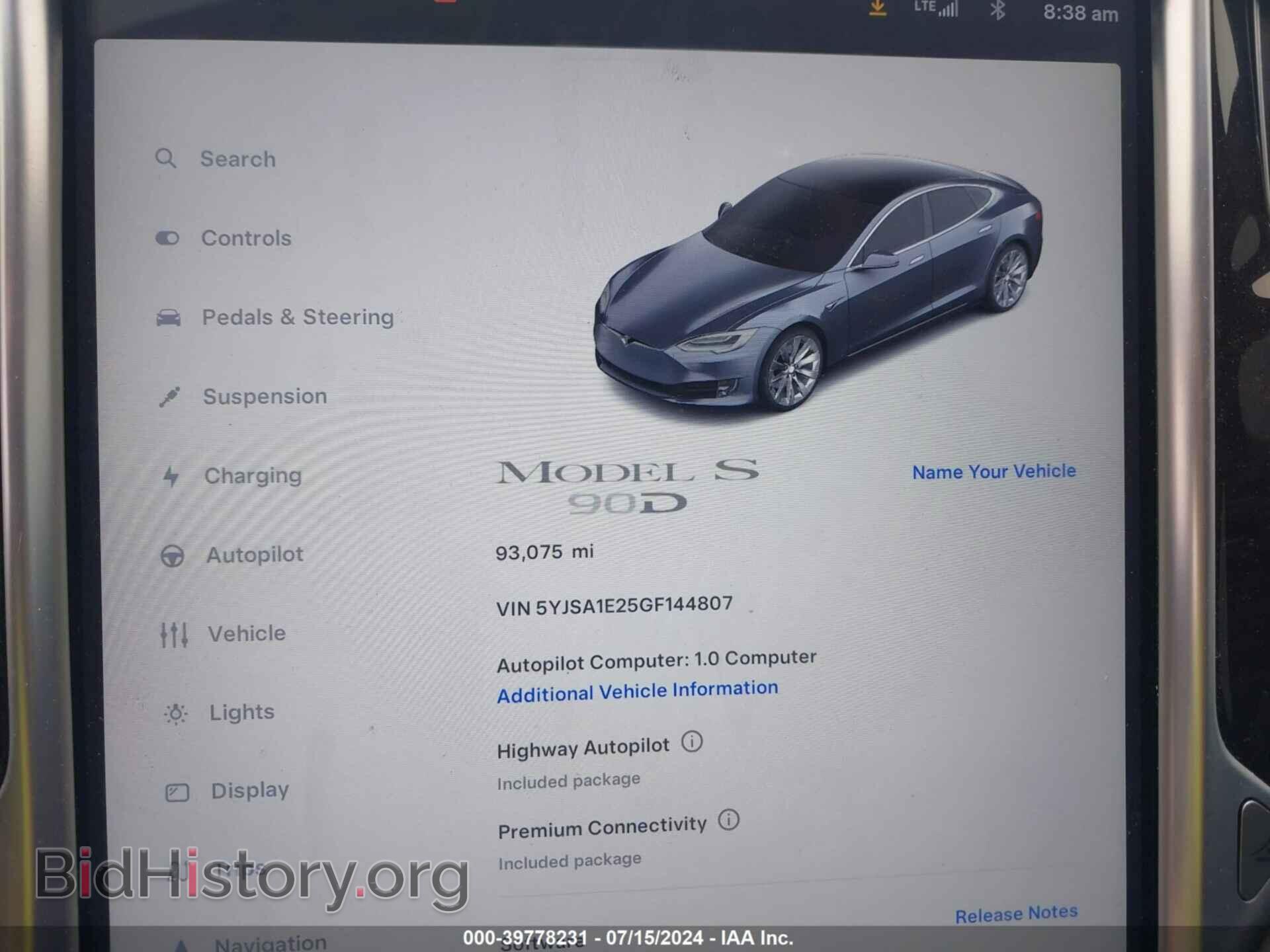 2016 TESLA MODEL S - VIN: 5YJSA1E25GF144807 - Photo 7