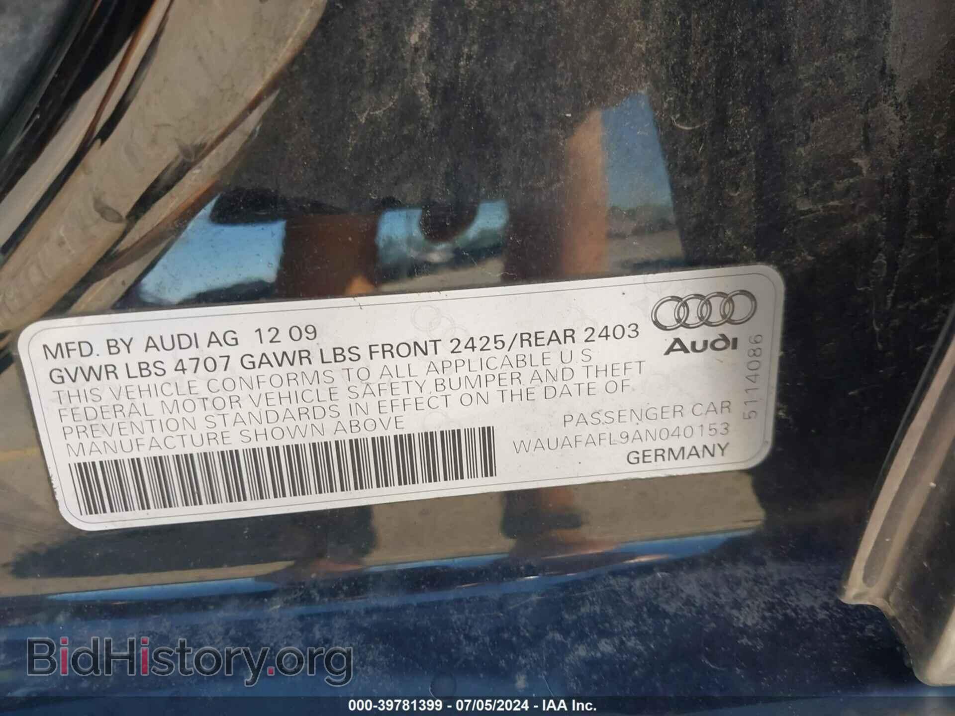 2010 AUDI A4 - VIN: WAUAFAFL9AN040153 - Фото 9