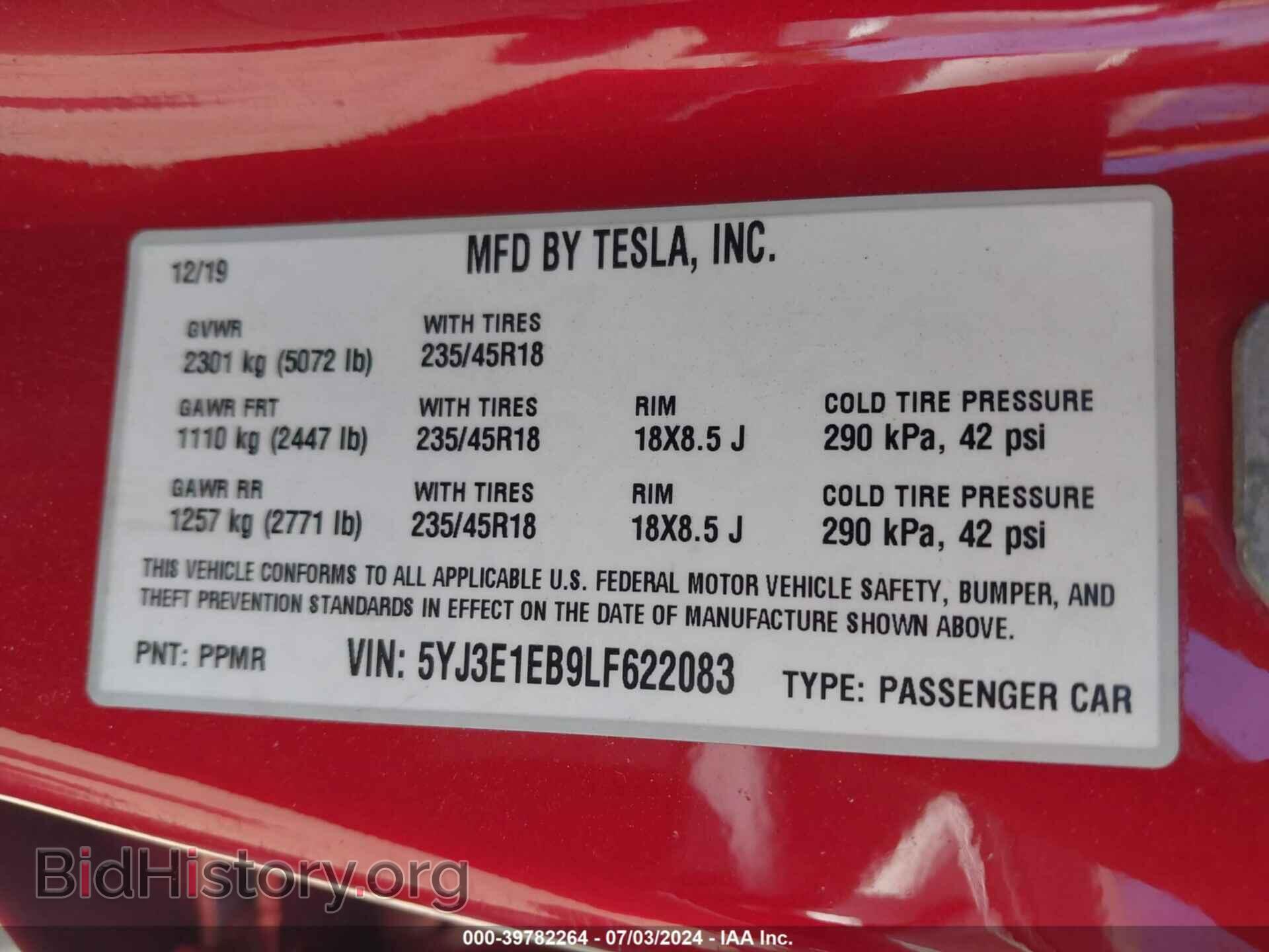 2020 TESLA MODEL 3 - VIN: 5YJ3E1EB9LF622083 - Фото 9