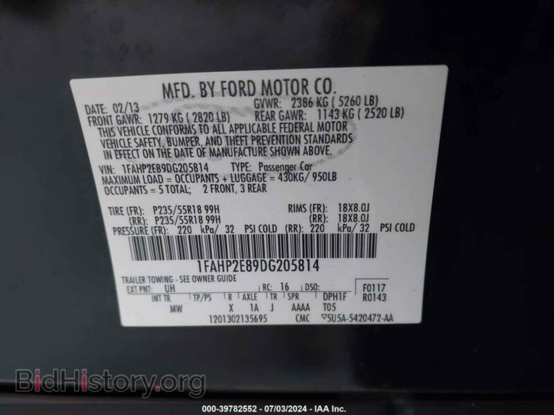 2013 Ford TAURUS (VIN 1FAHP2E89DG205814) — фото 9 из 16
