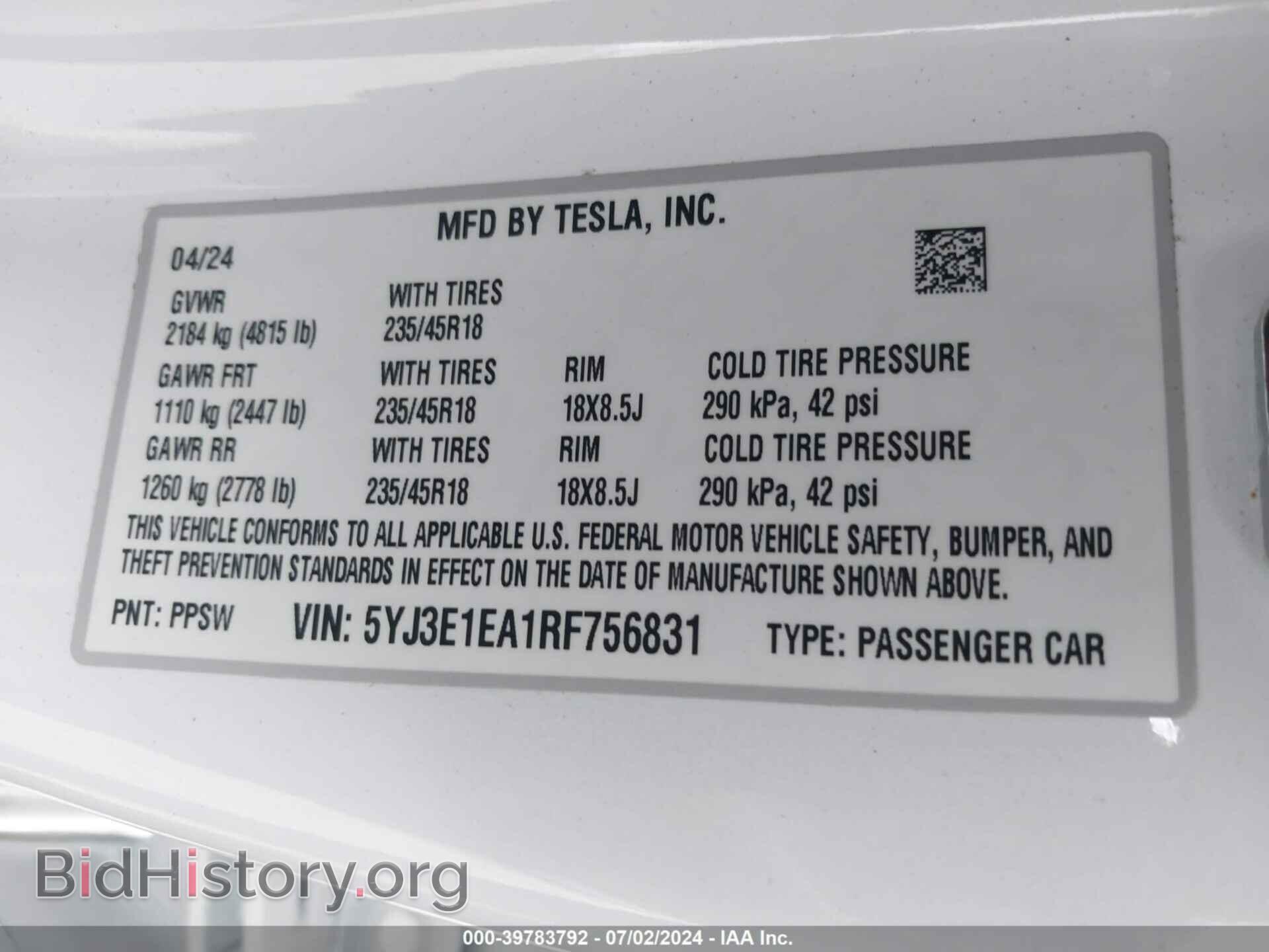 2024 TESLA MODEL 3 - VIN: 5YJ3E1EA1RF756831 - Photo 9