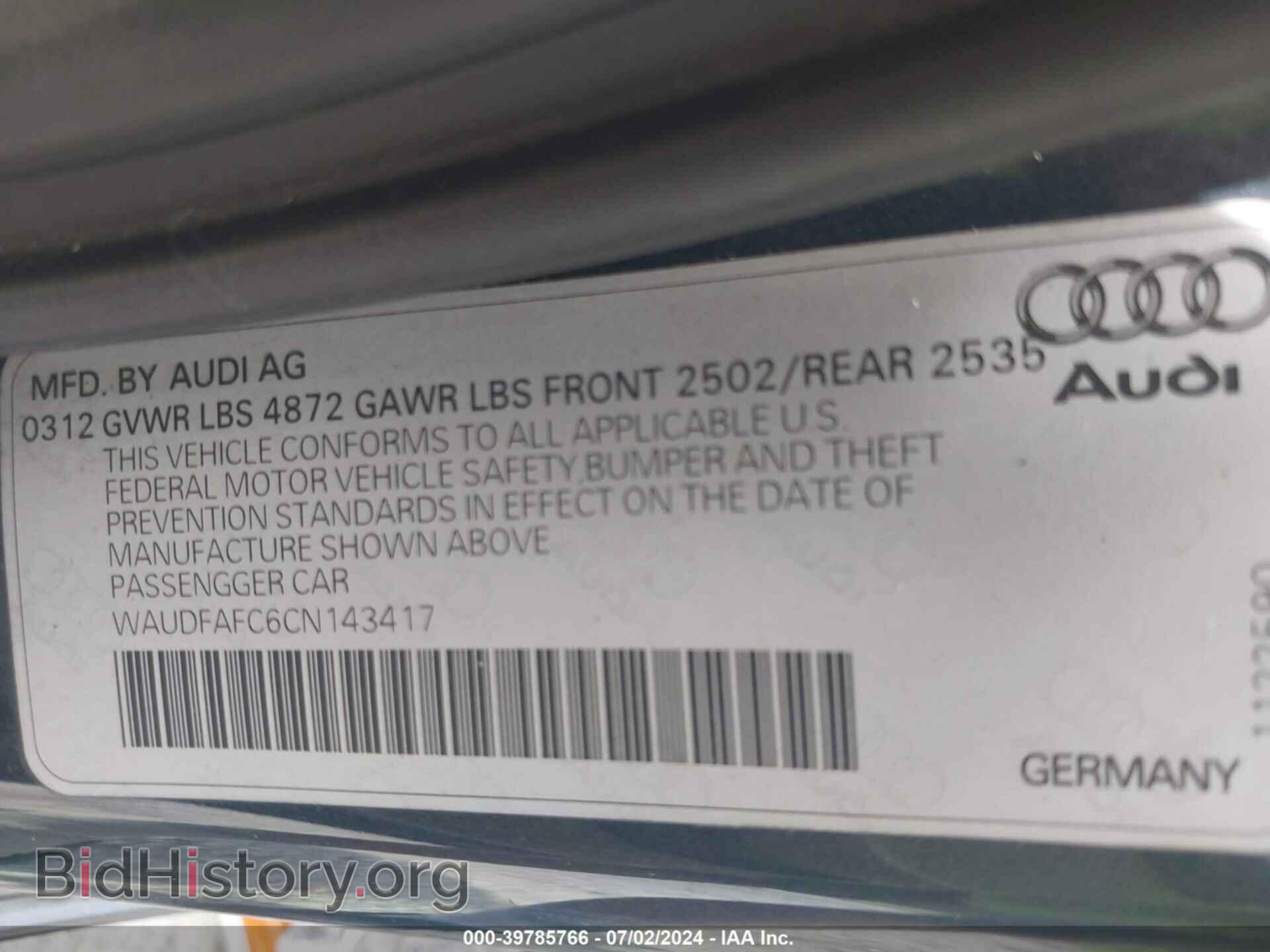 2012 AUDI A6 - VIN: WAUDFAFC6CN143417 - Фото 9