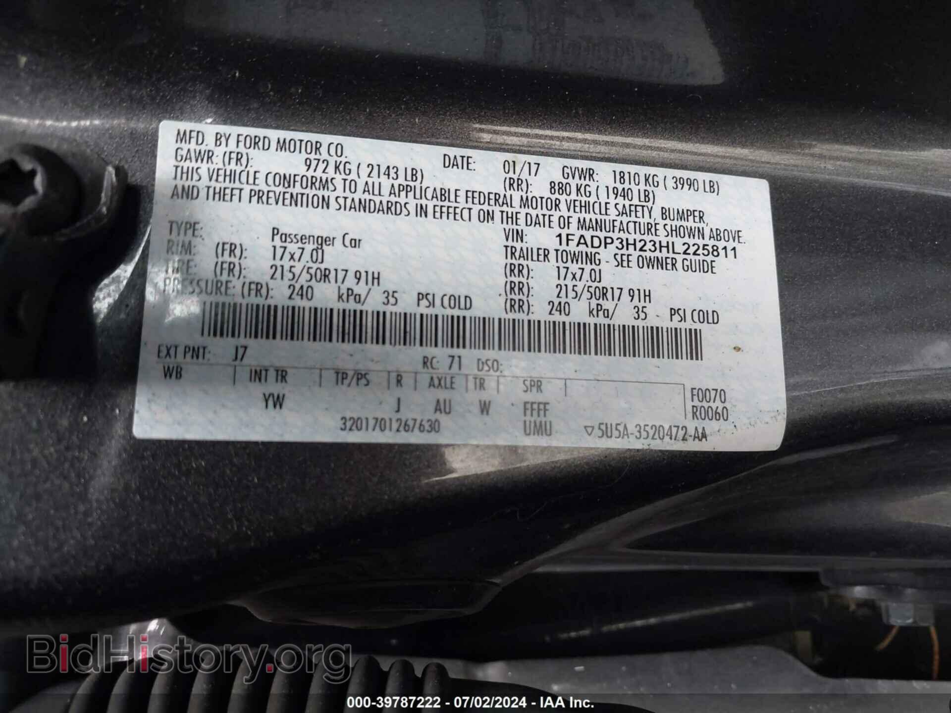 2017 FORD FOCUS - VIN: 1FADP3H23HL225811 - Фото 9