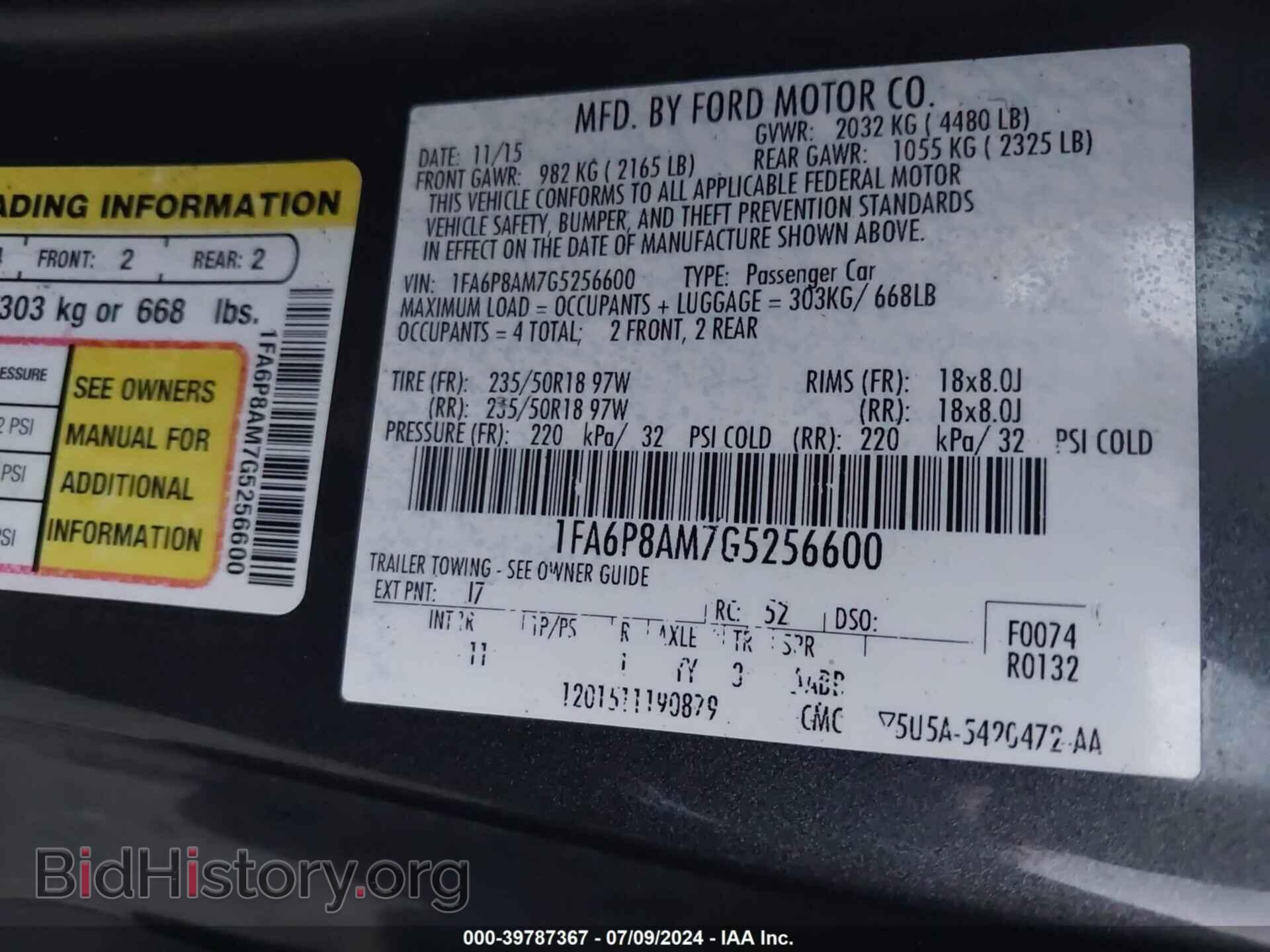 2016 FORD MUSTANG - VIN: 1FA6P8AM7G5256600 - Фото 9